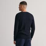 GANT Erkek Lacivert Regular Fit Bisiklet Yaka Örgü Kazak