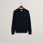 GANT Erkek Lacivert Regular Fit Bisiklet Yaka Örgü Kazak