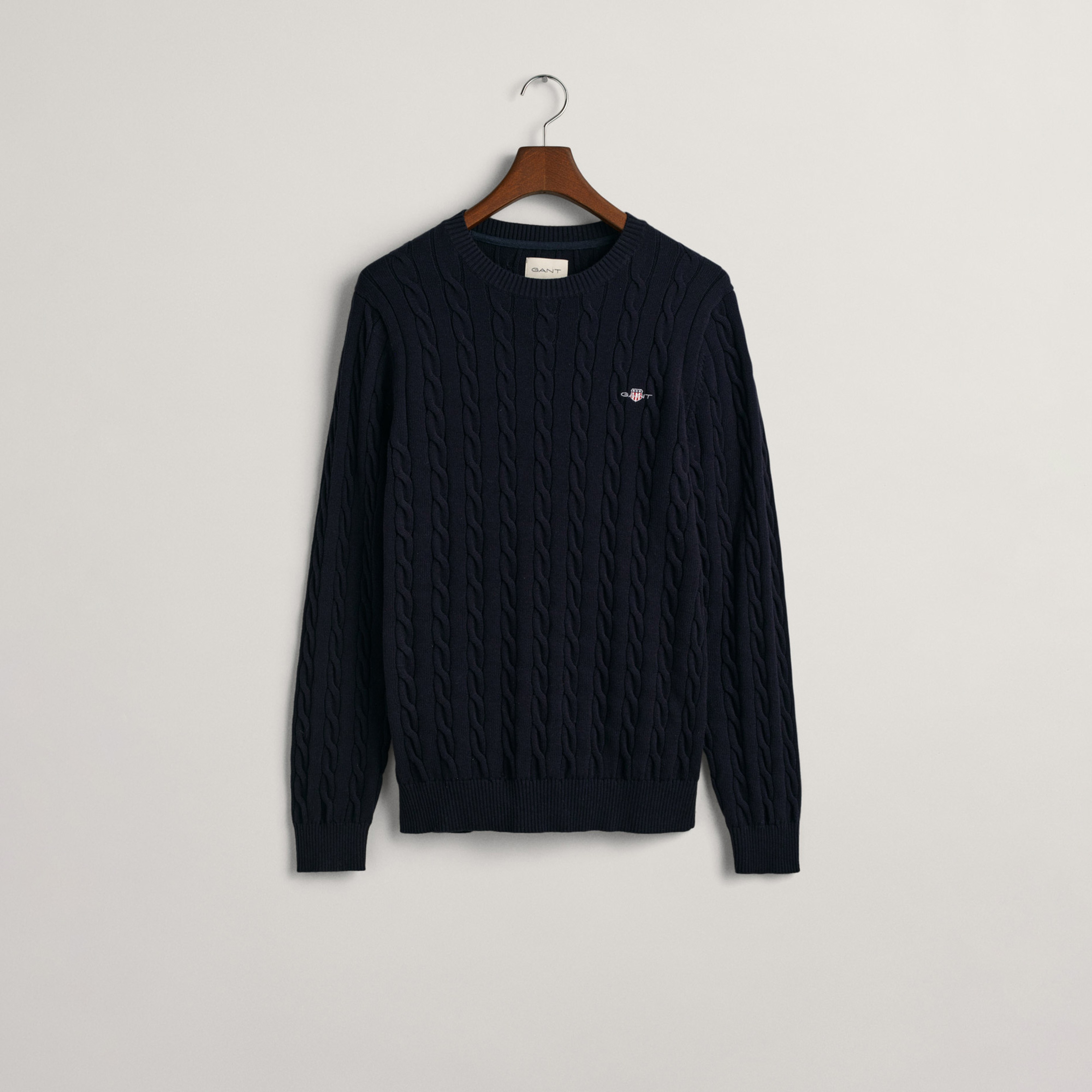 GANT Erkek Lacivert Regular Fit Bisiklet Yaka Örgü Kazak