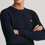 GANT Erkek Lacivert Regular Fit Bisiklet Yaka Örgü Kazak