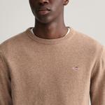 Gant Erkek Bej Regular Fit Bisiklet Yaka Yün Kazak