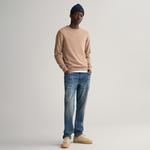 Gant Erkek Bej Regular Fit Bisiklet Yaka Yün Kazak