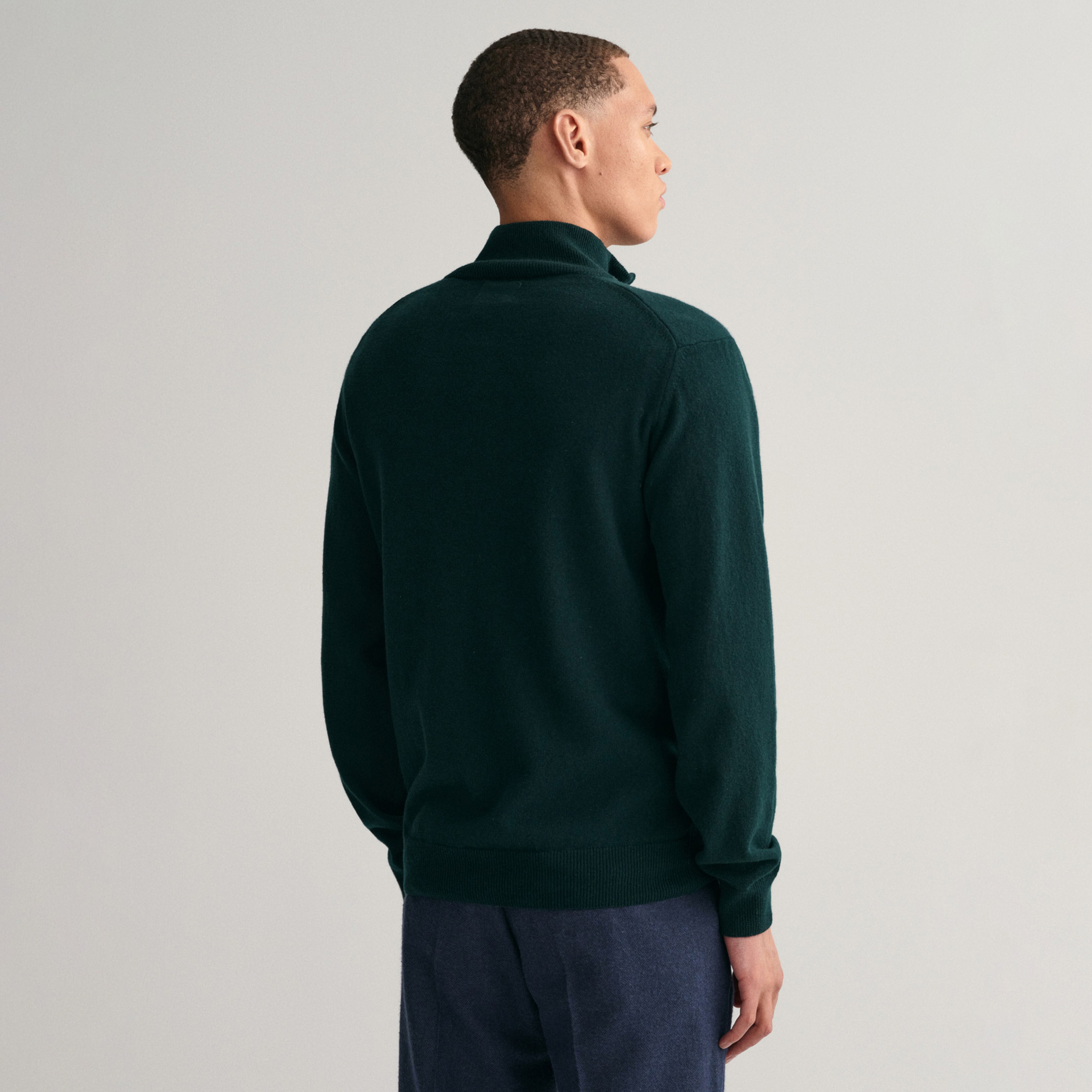 Gant Erkek Yeşil Regular Fit Yarım Fermuarlı Yün Kazak