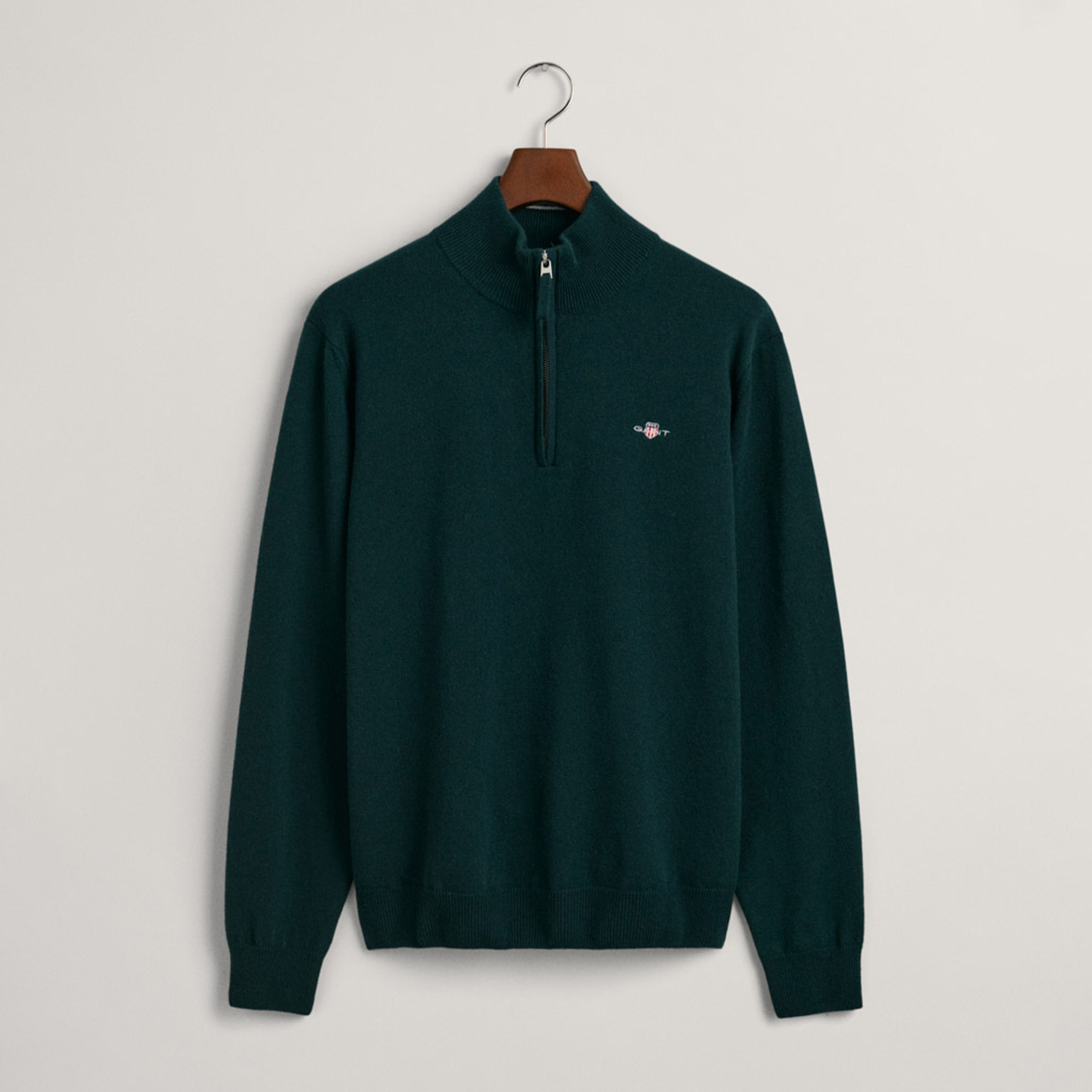 Gant Erkek Yeşil Regular Fit Yarım Fermuarlı Yün Kazak