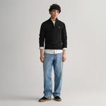 GANT Erkek Siyah Regular Fit Yarım Fermuarlı Yün Kazak