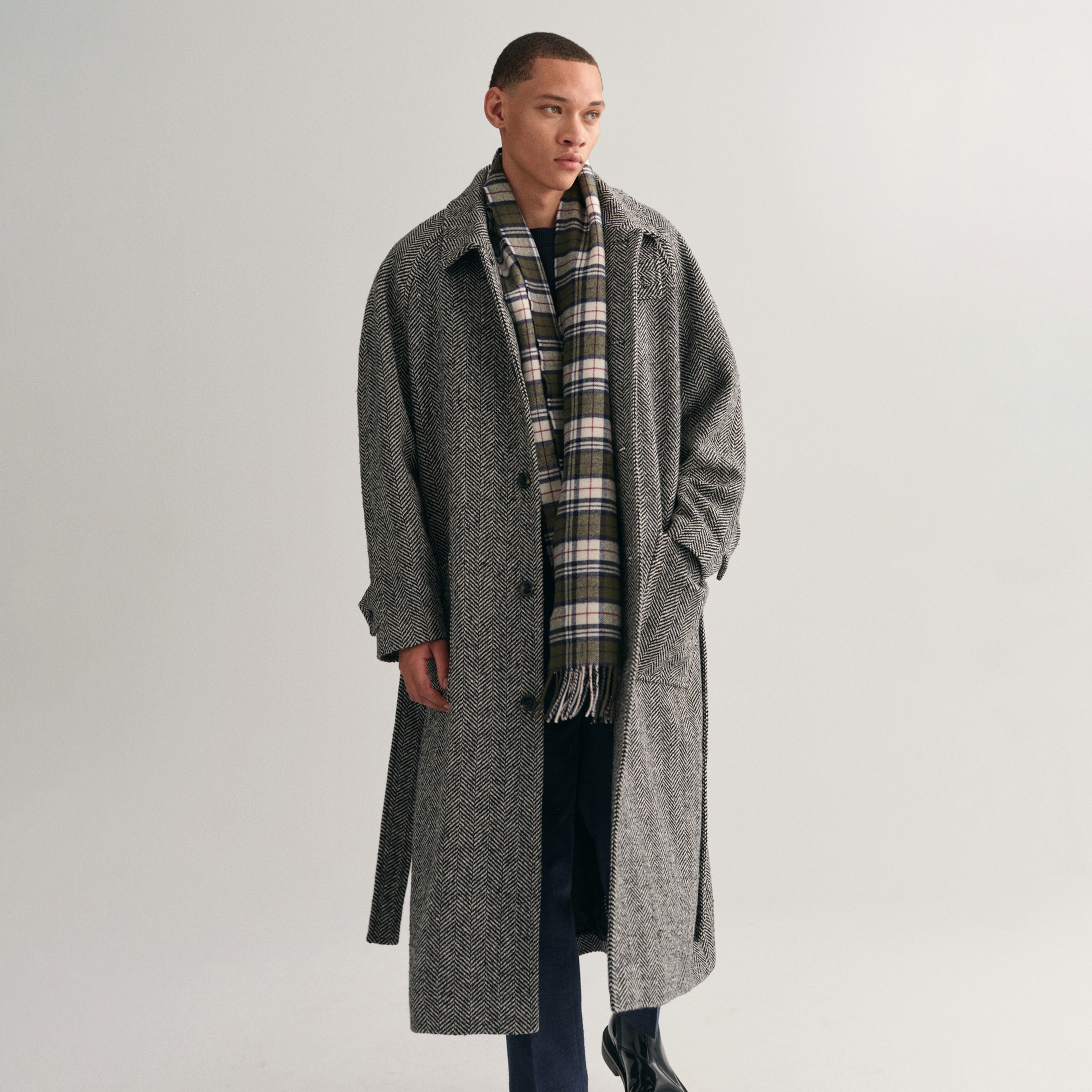 GANT Unisex Yeşil Kareli Yün Atkı