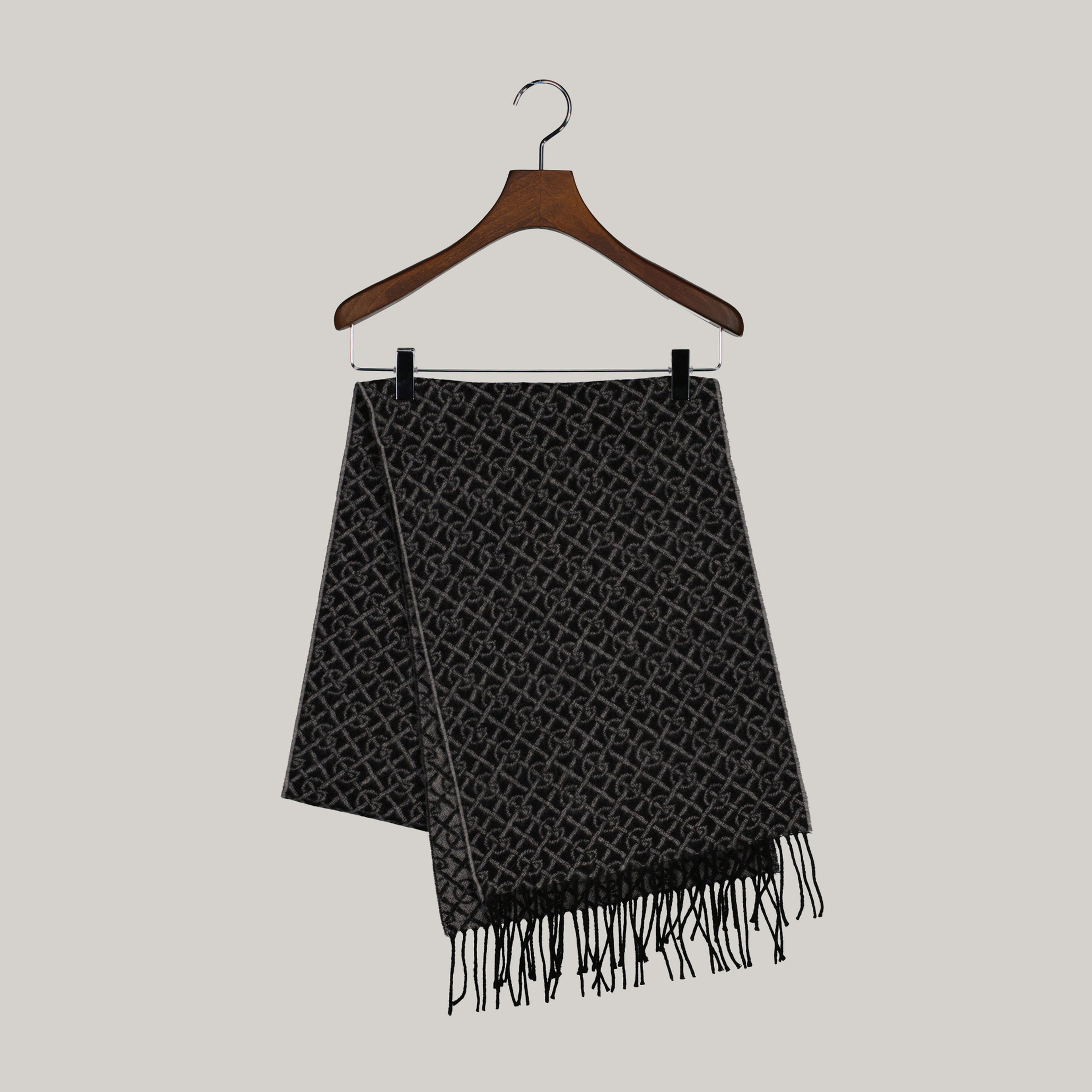 GANT Unisex Siyah Logolu Atkı