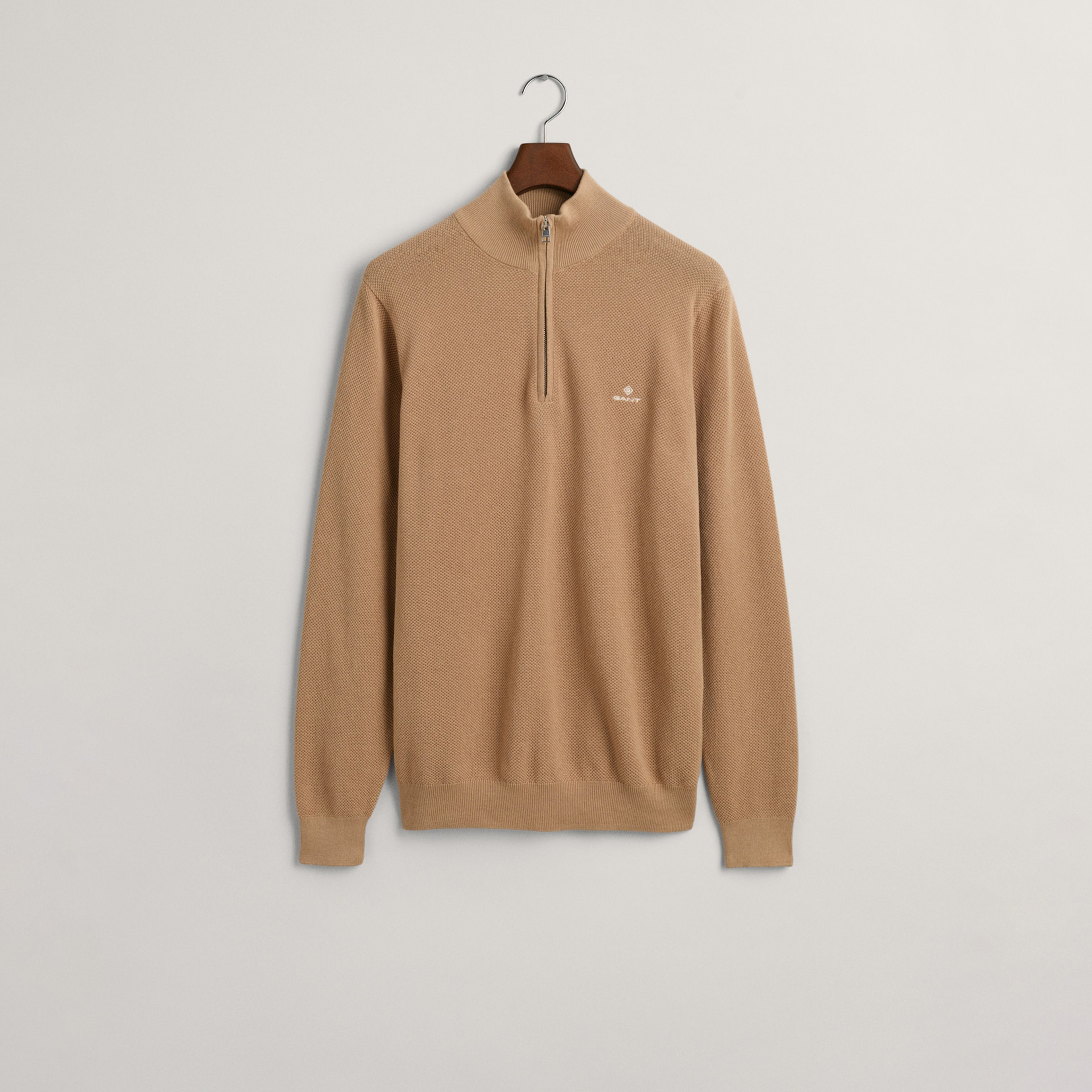 GANT Erkek Bej Regular Fit Yarım Fermuarlı Kazak