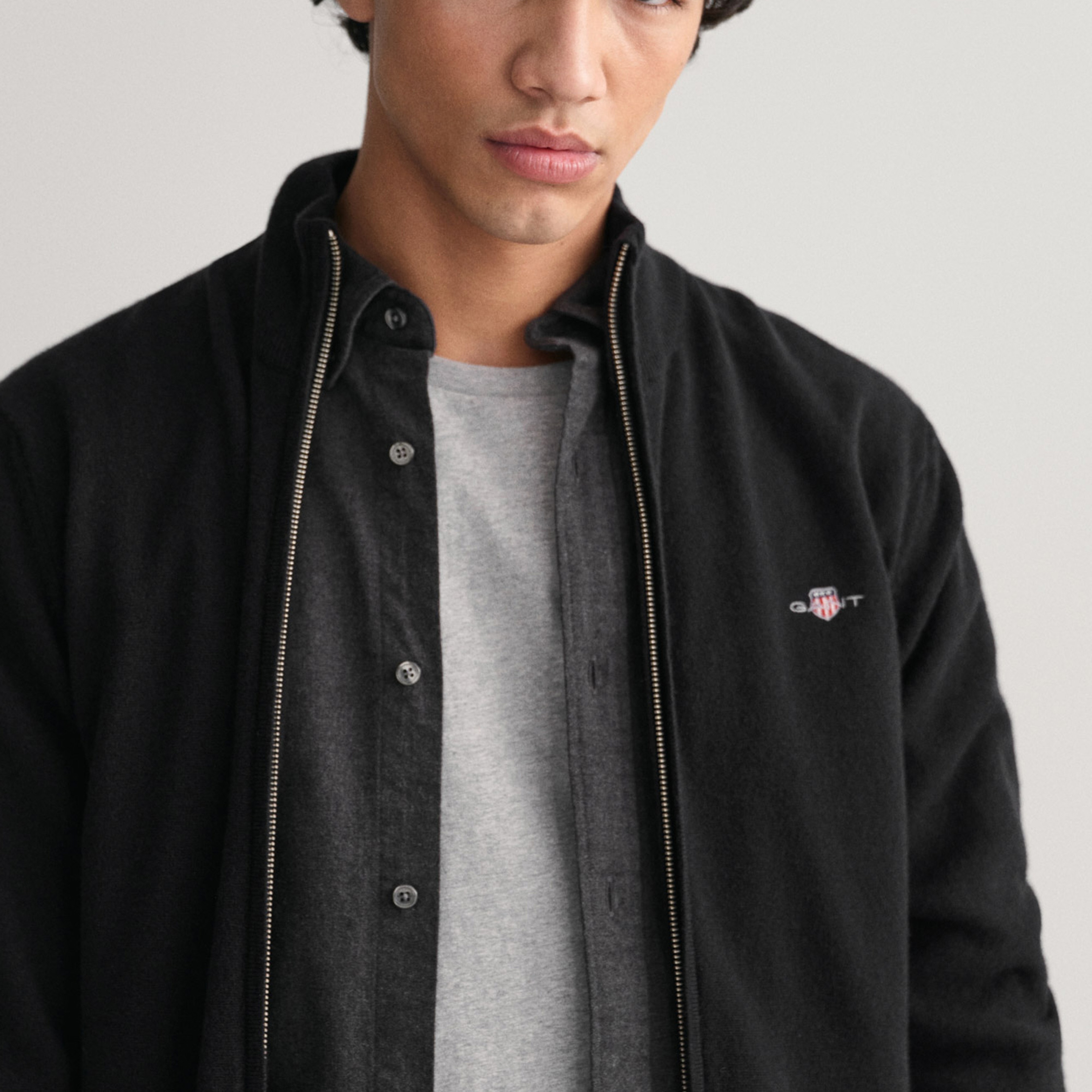 GANT Erkek Siyah Regular Fit  Yün Hırka