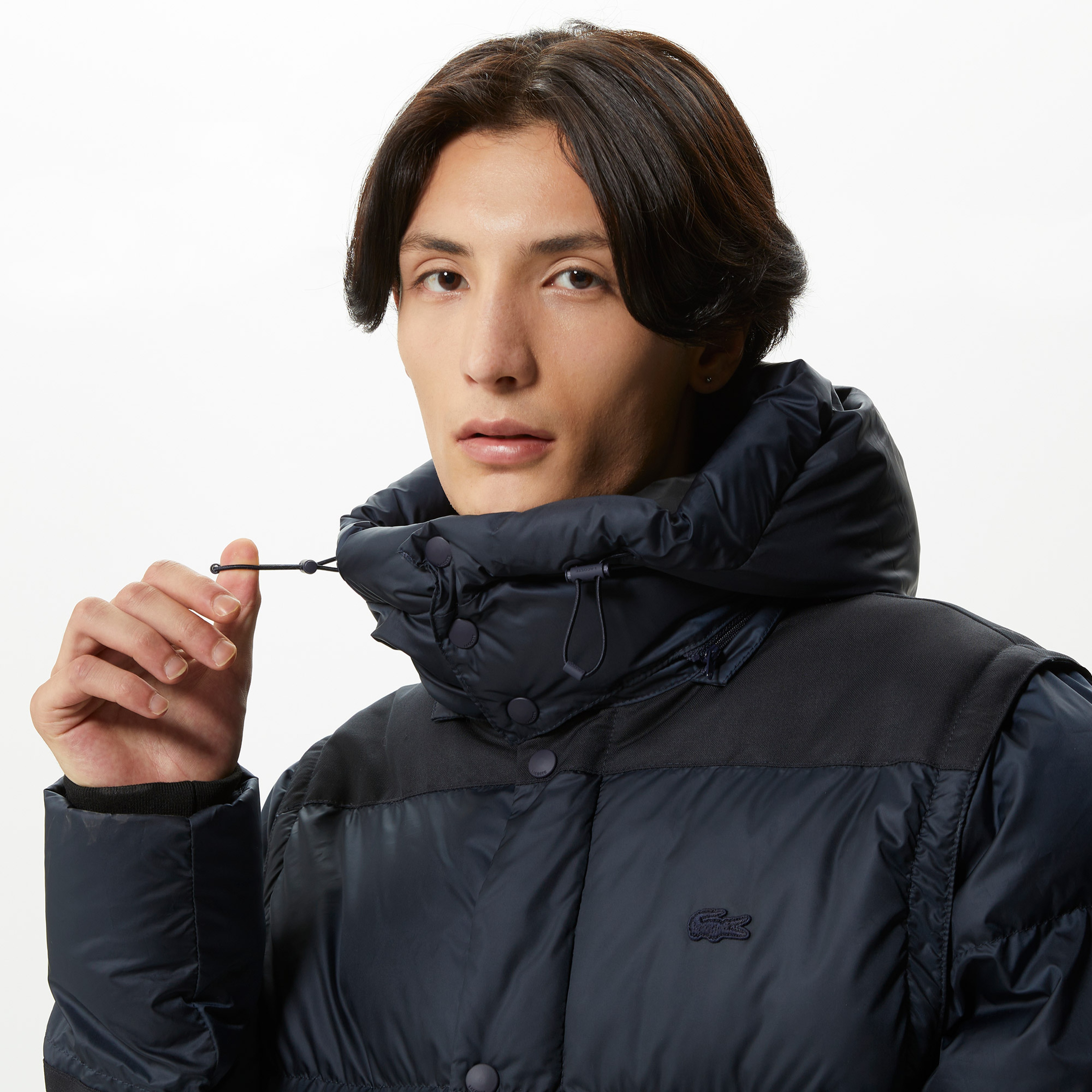 Erkek Kapüşonlu Kapitone Lacivert Mont