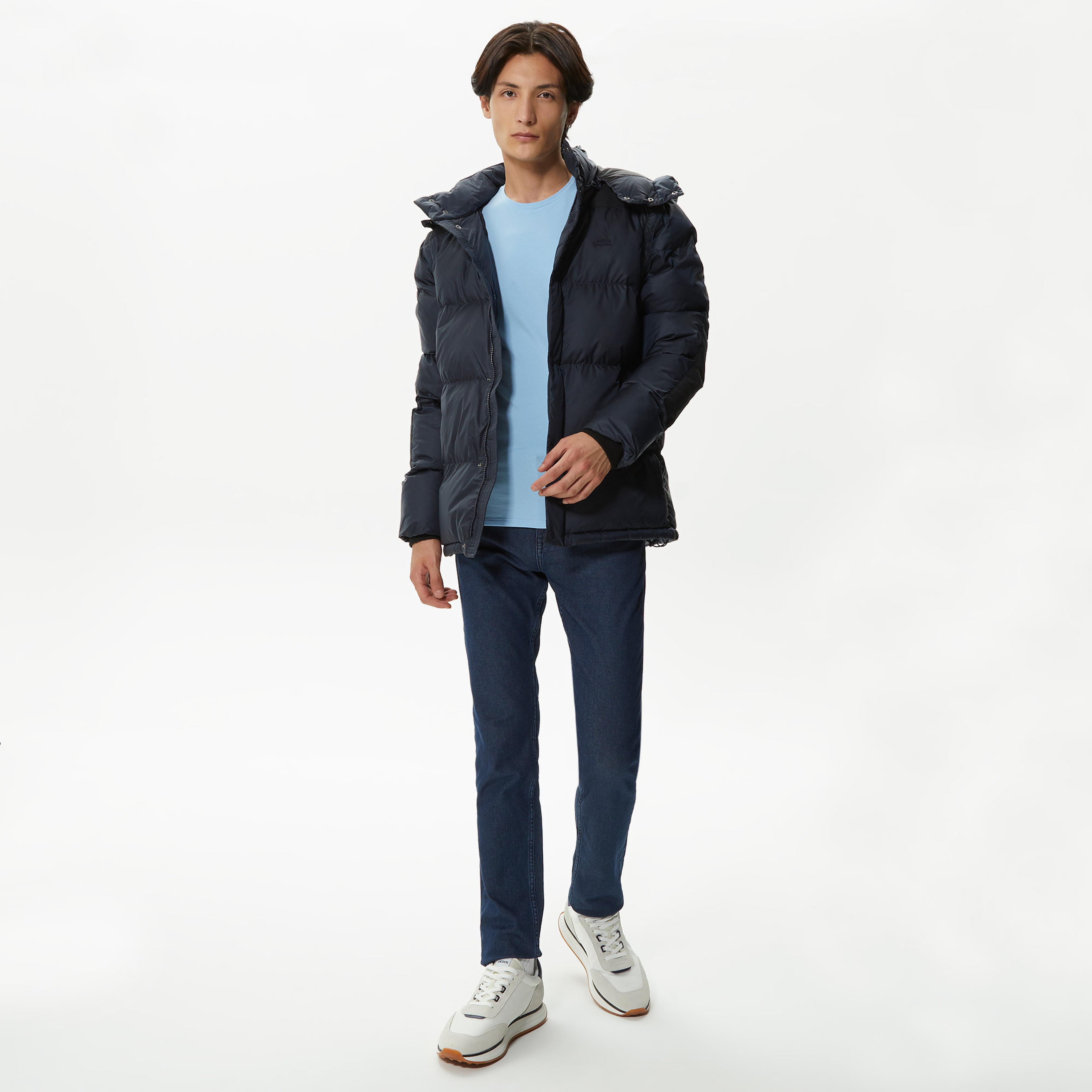 Erkek Kapüşonlu Kapitone Lacivert Mont