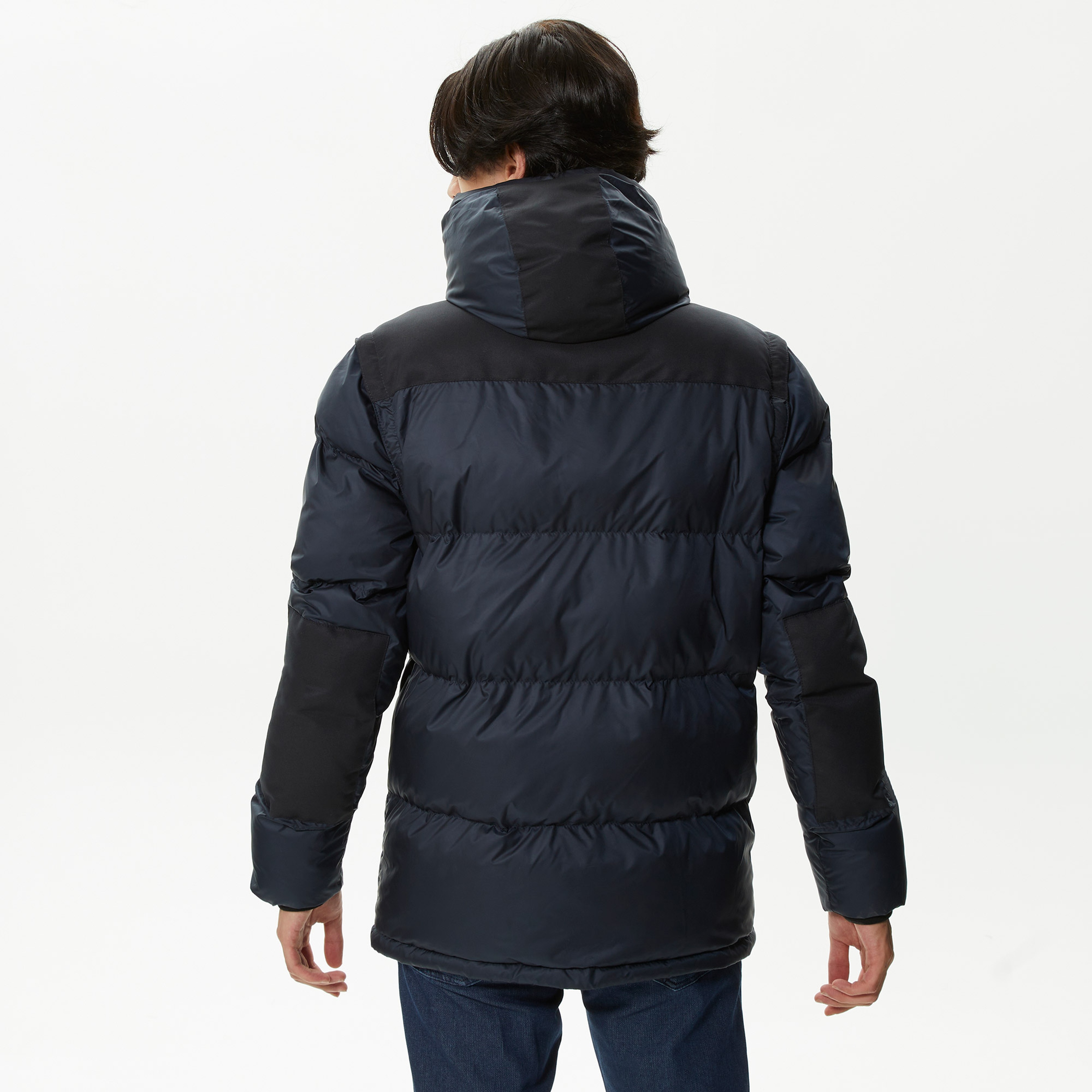 Erkek Kapüşonlu Kapitone Lacivert Mont