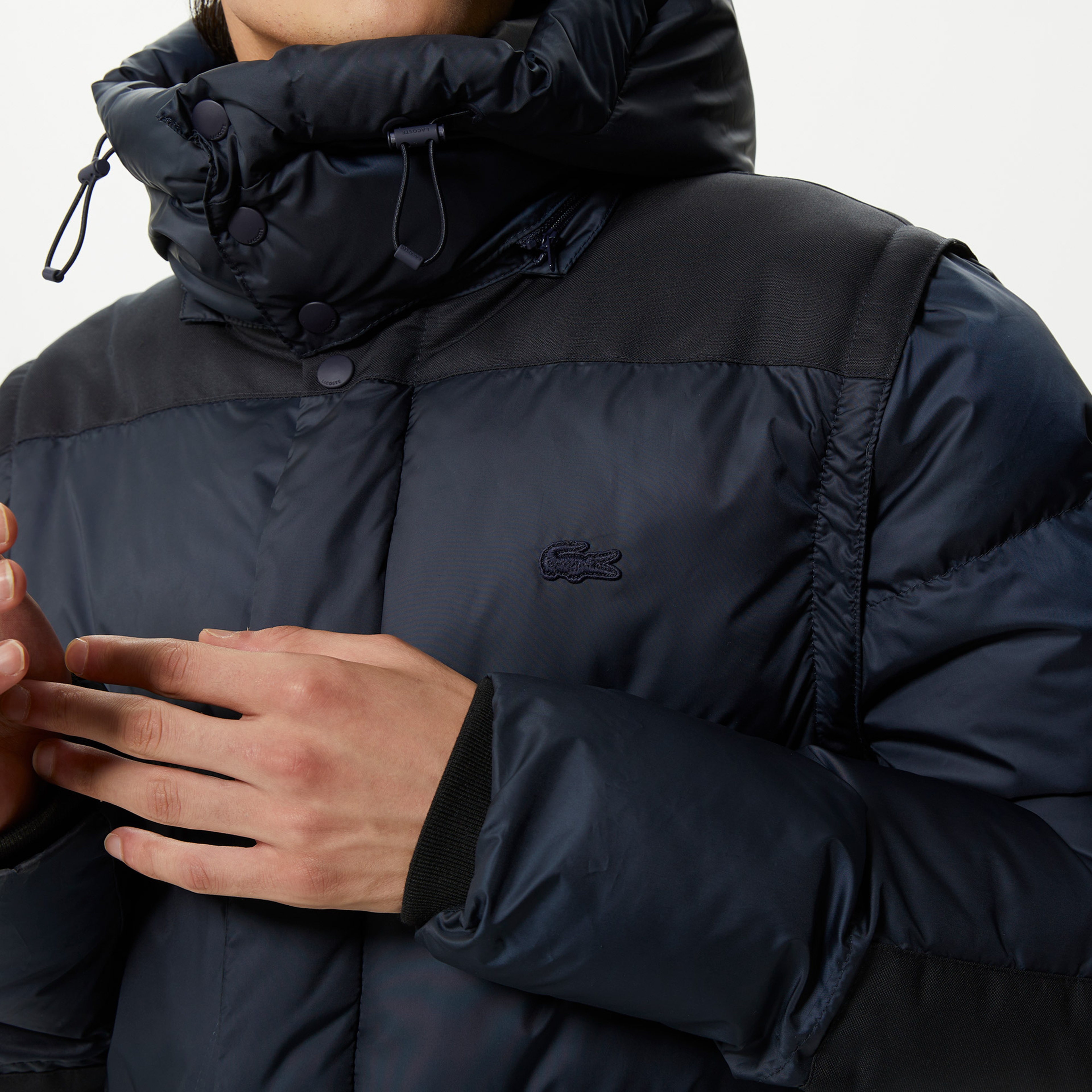 Erkek Kapüşonlu Kapitone Lacivert Mont