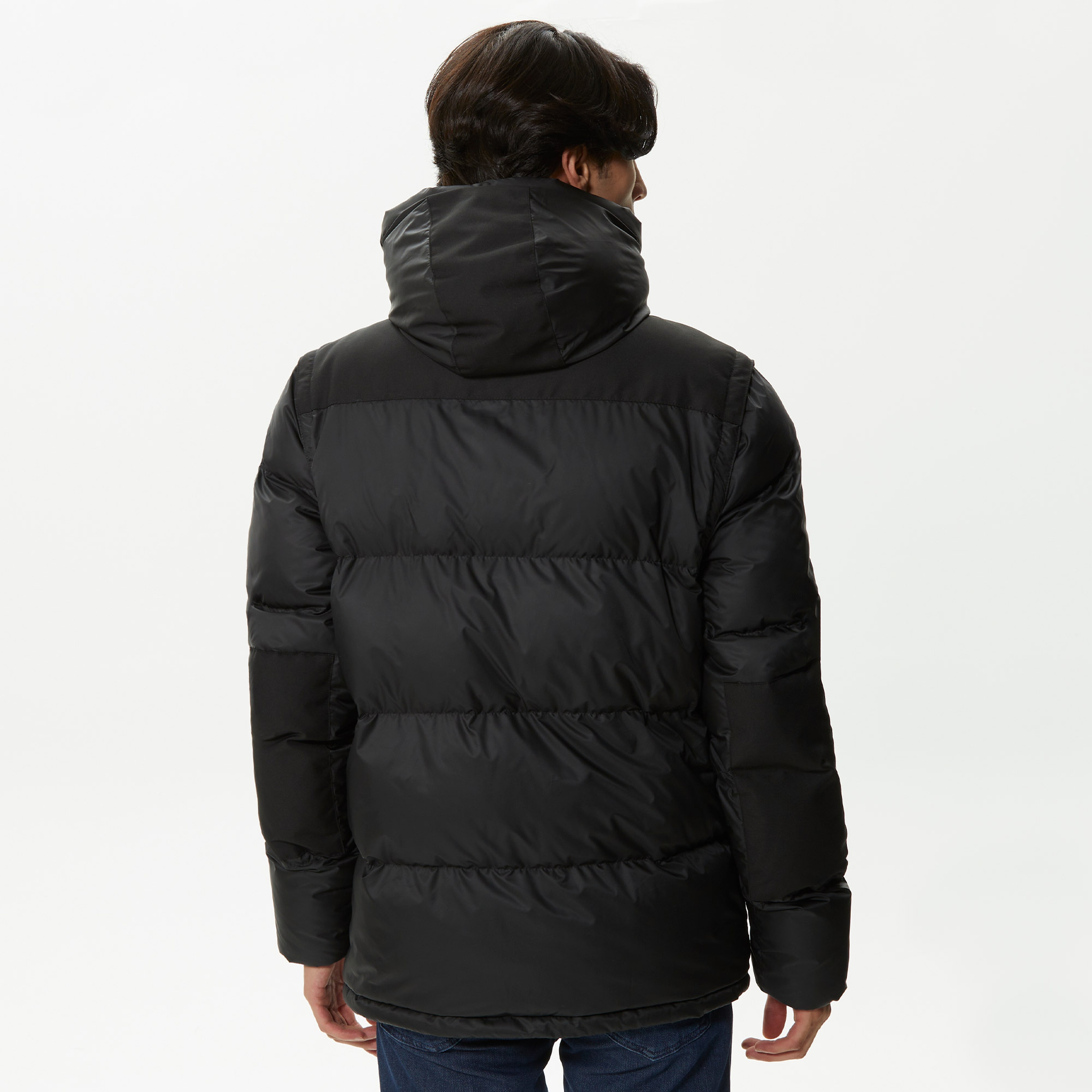 Erkek Kapüşonlu Kapitone Siyah Mont