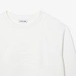 Kadın Bisiklet Yaka Baskılı Beyaz Sweatshirt