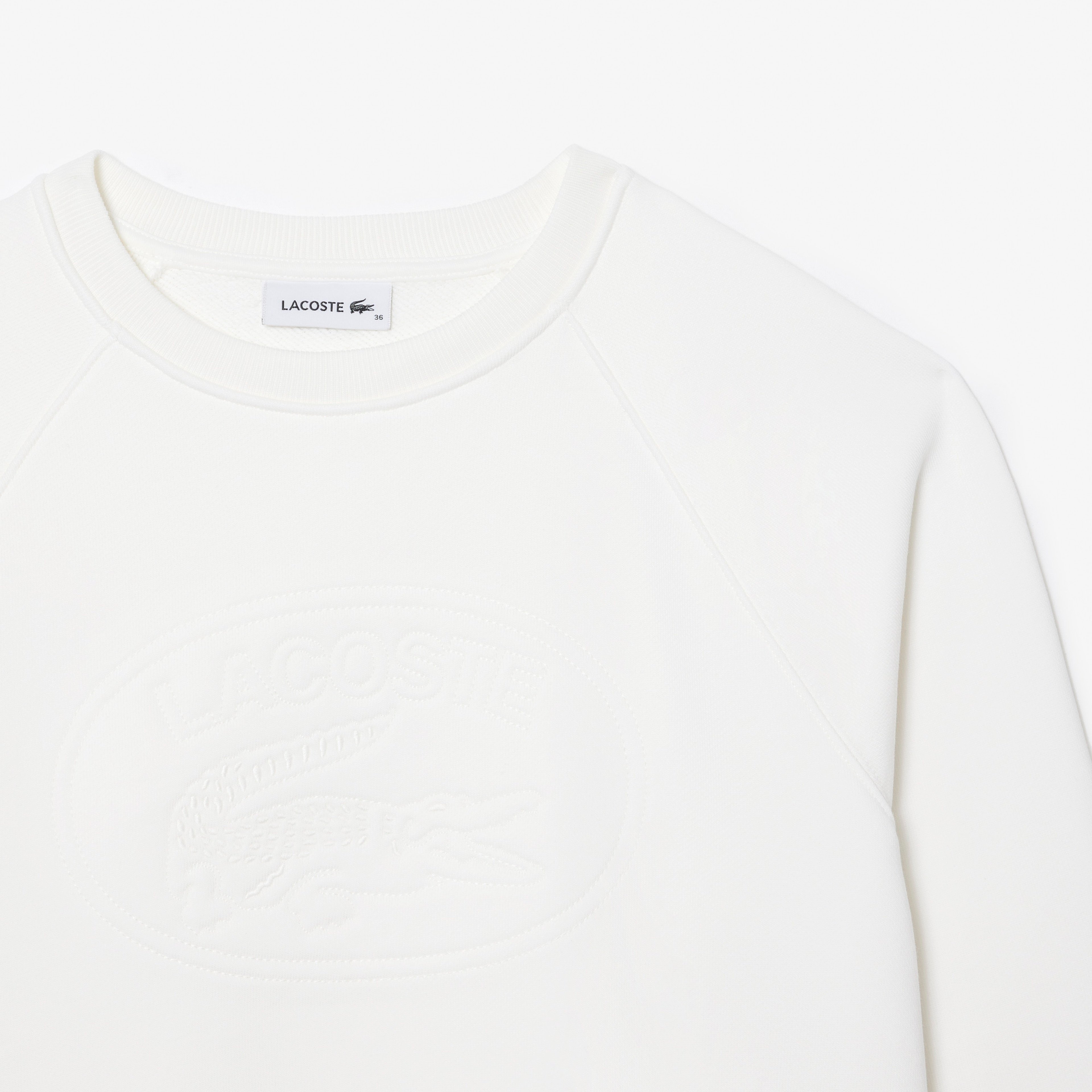 Kadın Bisiklet Yaka Baskılı Beyaz Sweatshirt