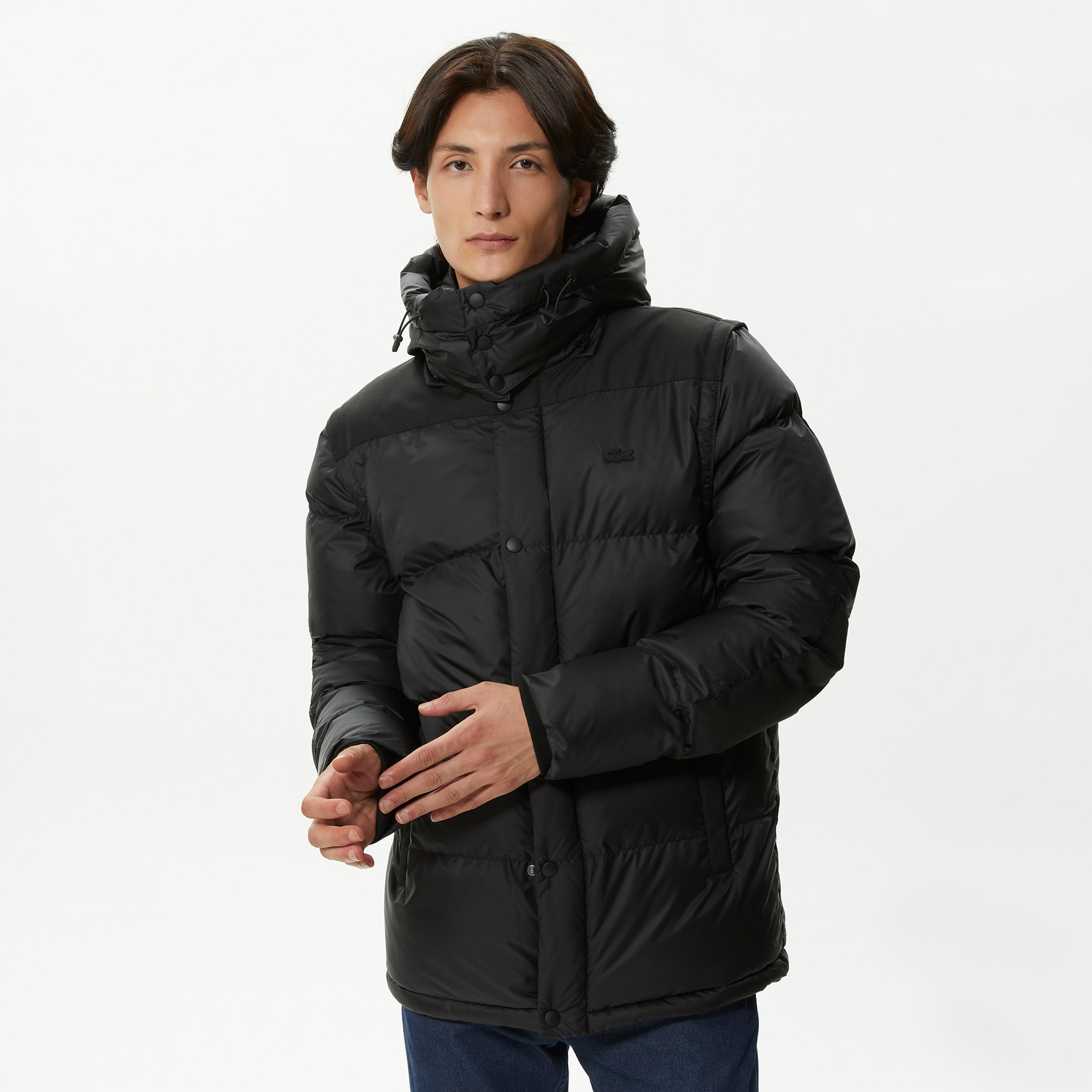 Erkek Kapüşonlu Kapitone Siyah Mont