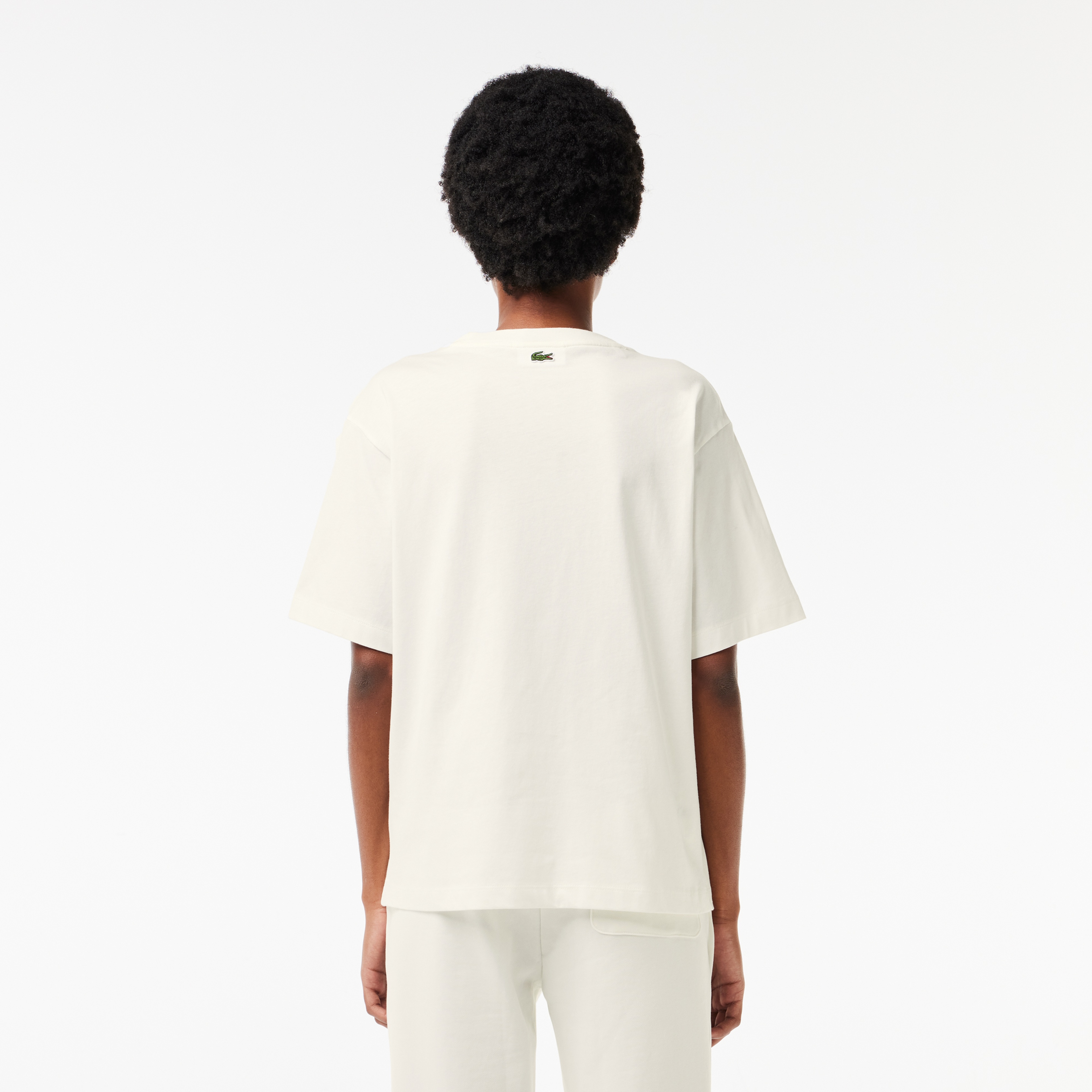 Kadın Relaxed Fit Bisiklet Yaka Baskılı Beyaz T-Shirt