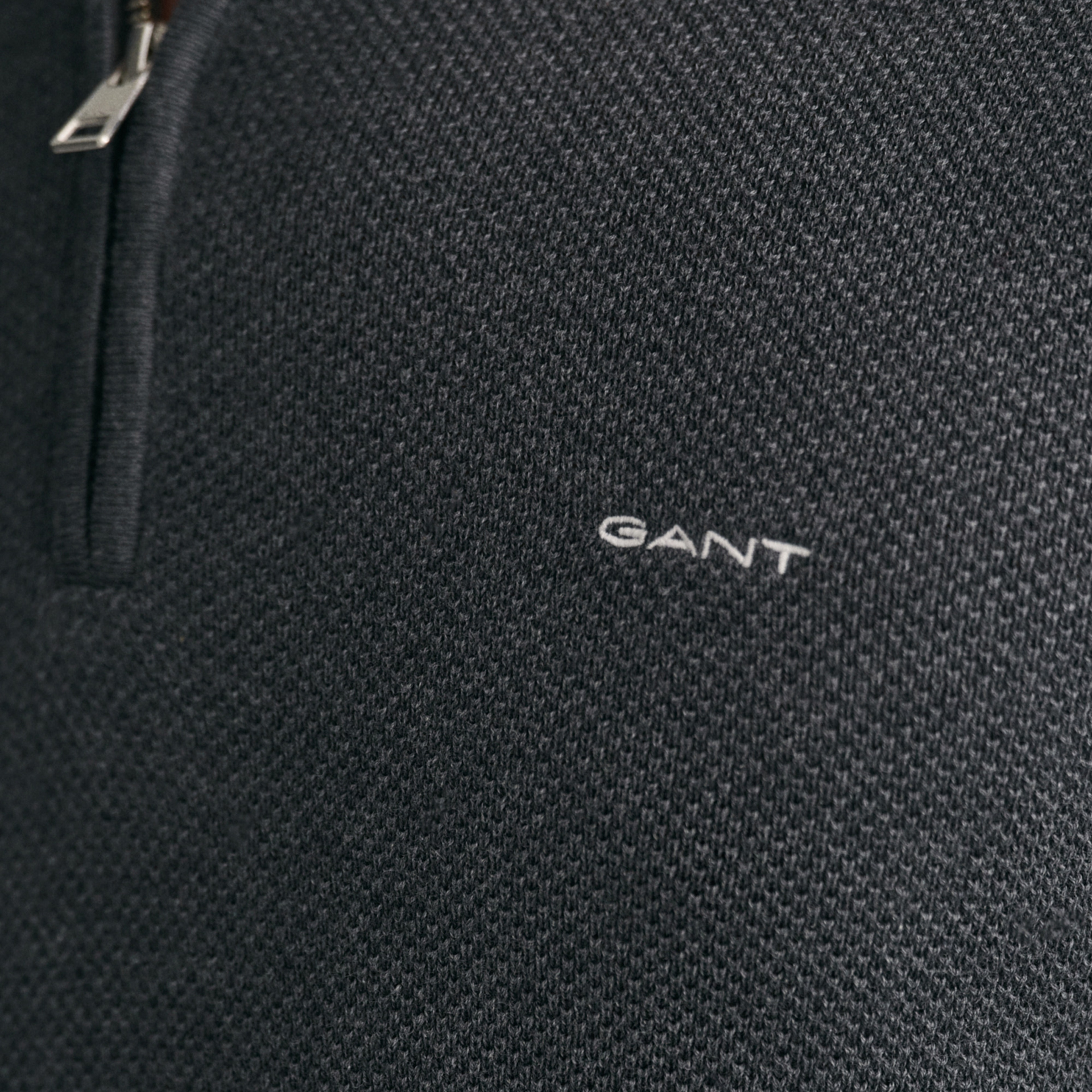 GANT Erkek Gri Regular Fit Yarım Fermuarlı Kazak