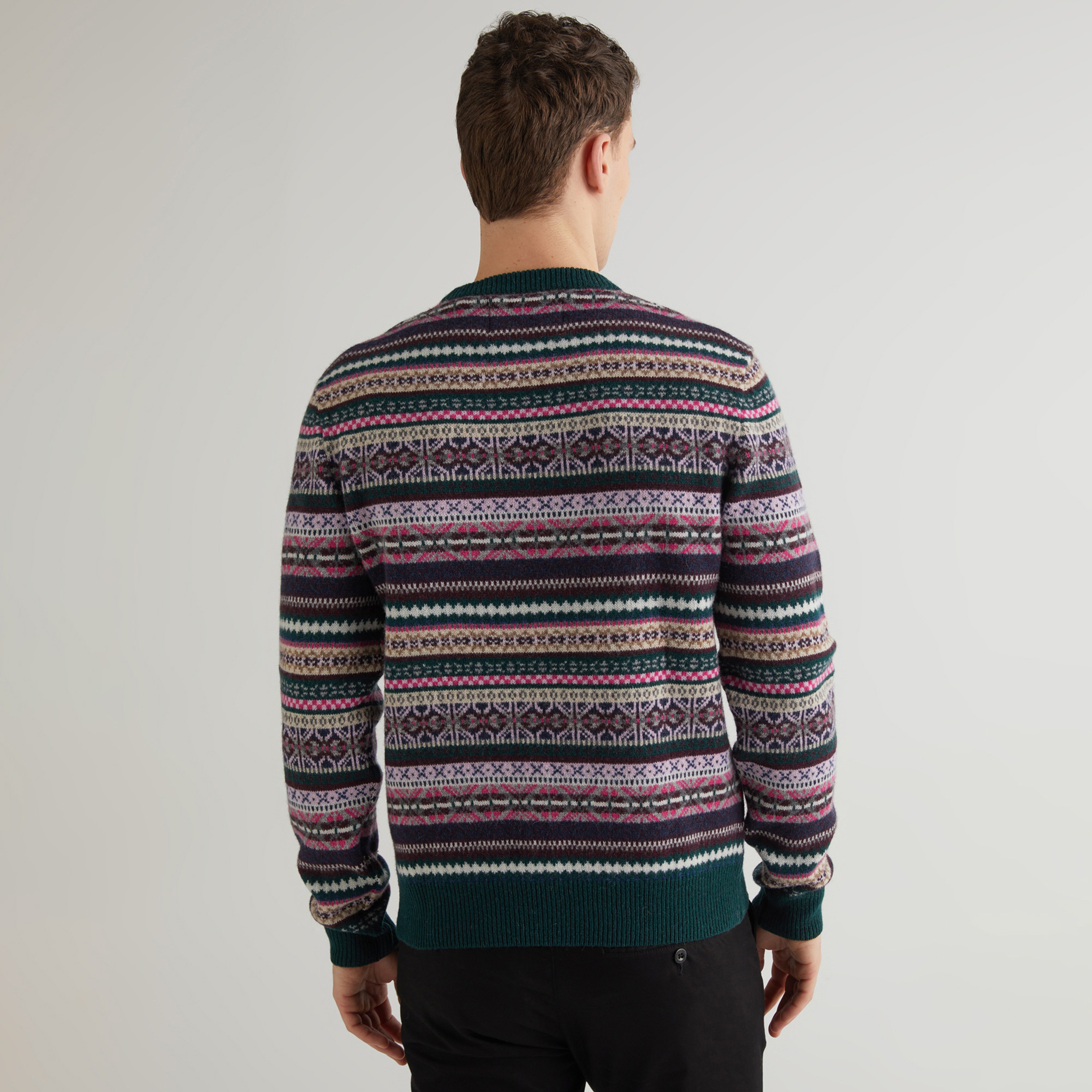 GANT Erkek Yeşil Regular Fit Bisiklet Yaka Desenli Kazak