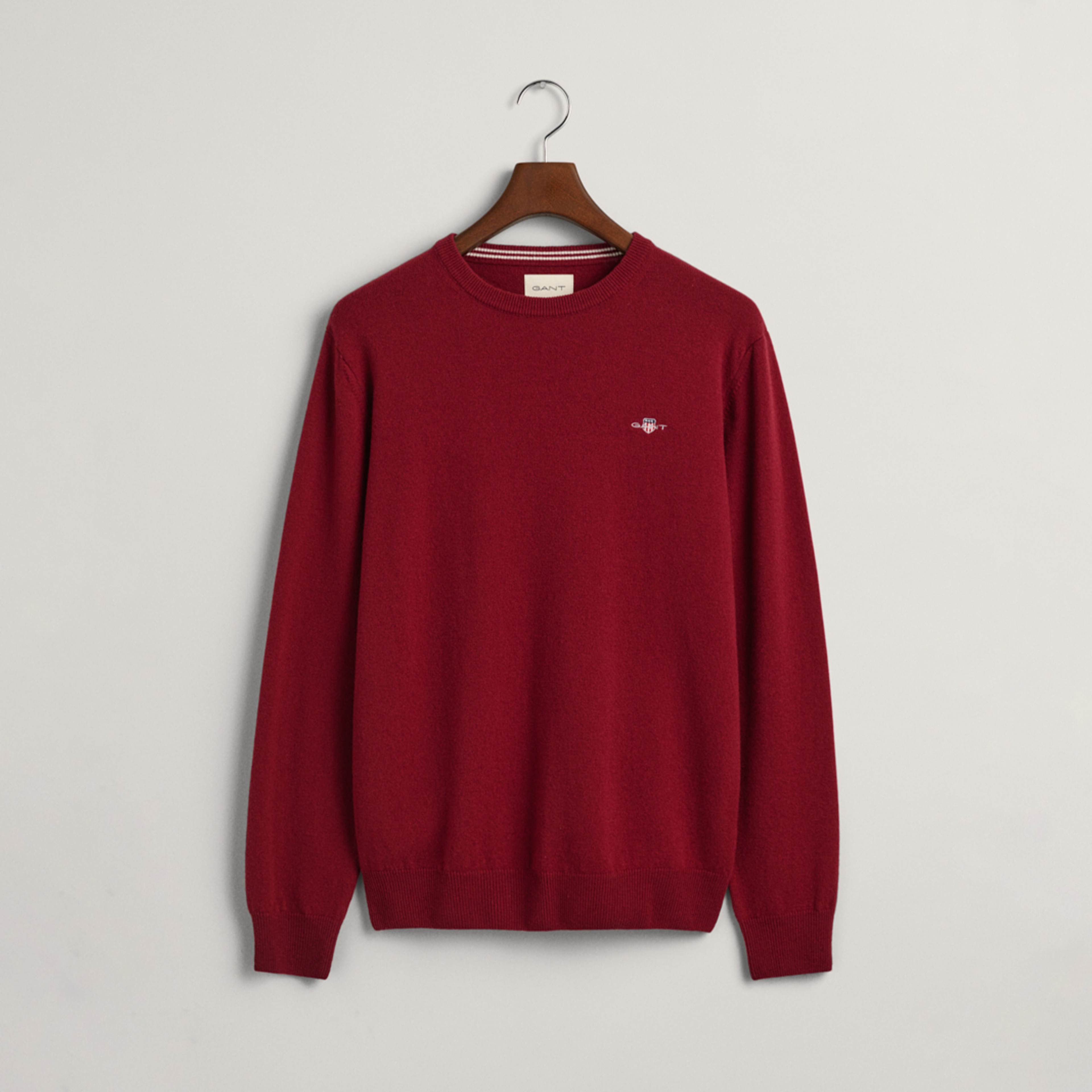 GANT Erkek Kırmızı Regular Fit Bisiklet Yaka Yün Kazak