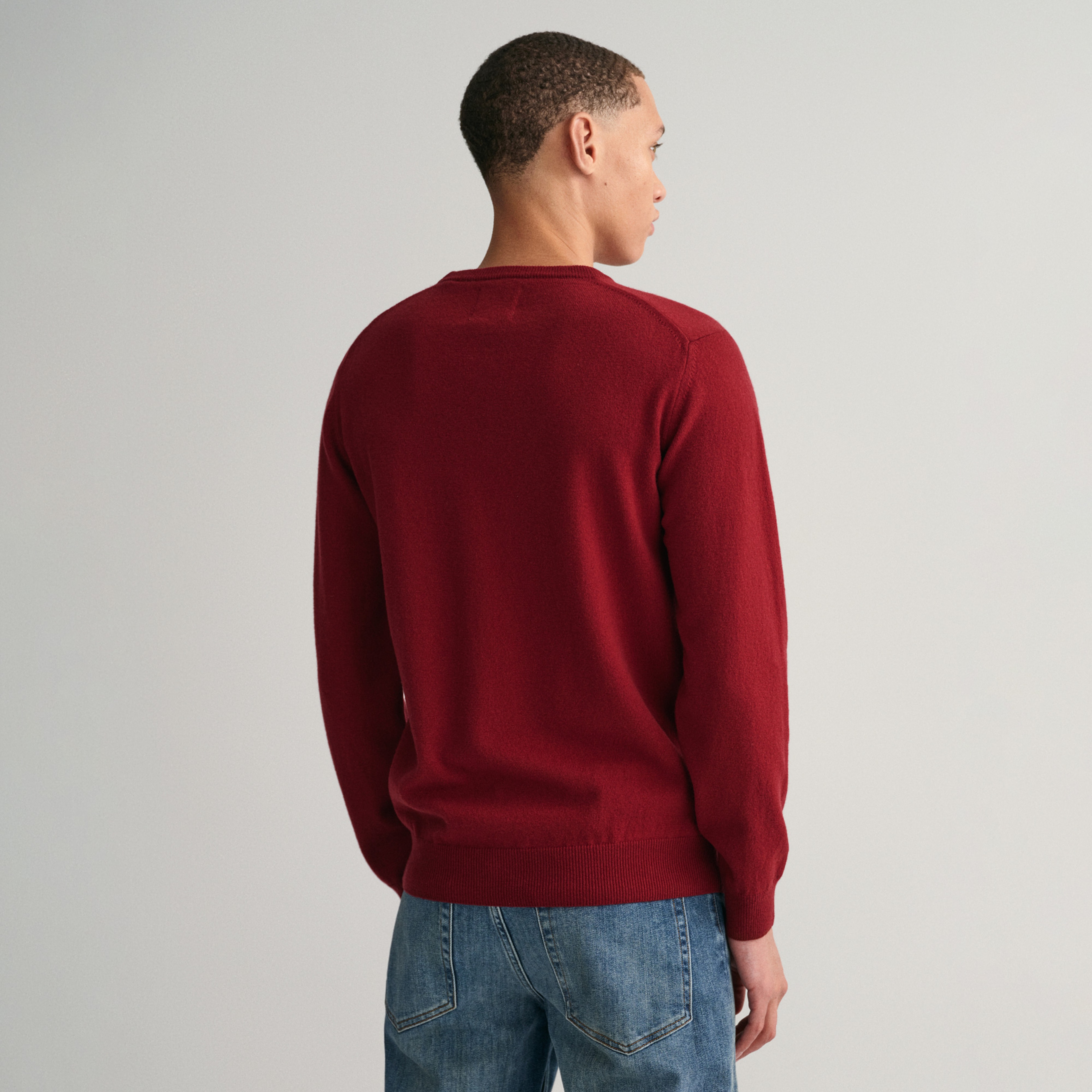 GANT Erkek Kırmızı Regular Fit Bisiklet Yaka Yün Kazak