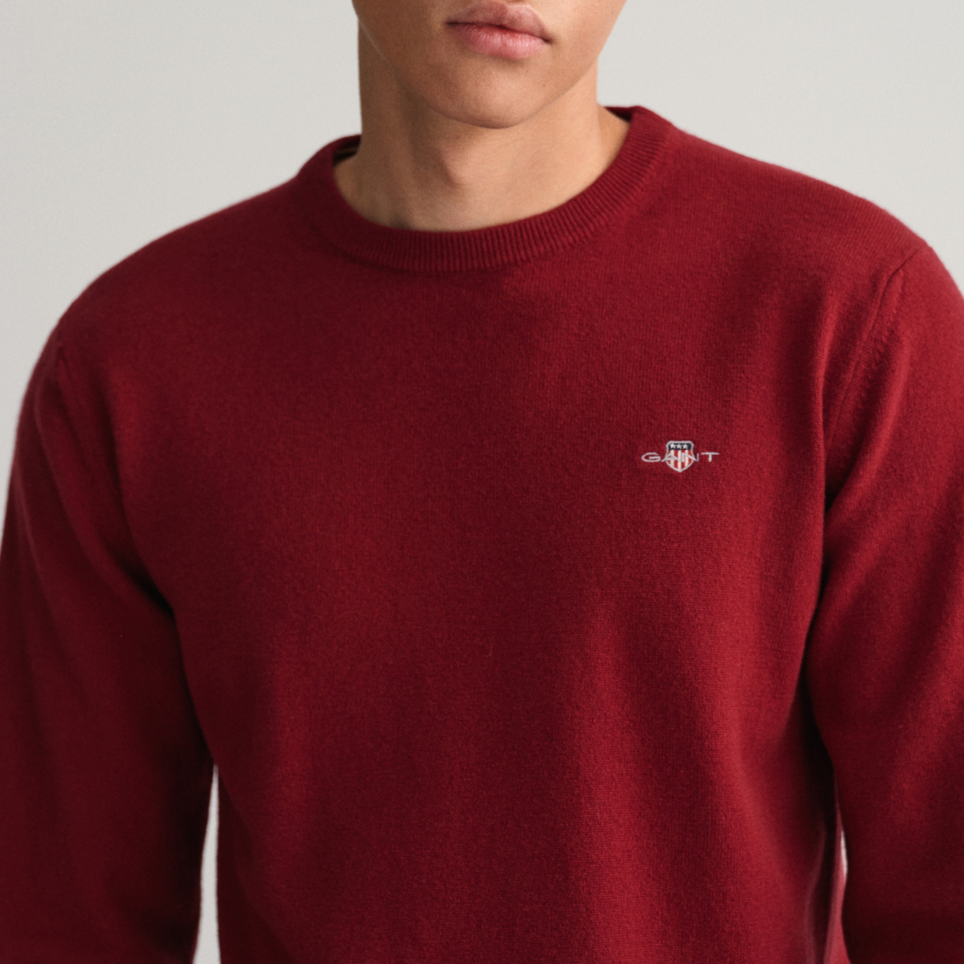 GANT Erkek Kırmızı Regular Fit Bisiklet Yaka Yün Kazak