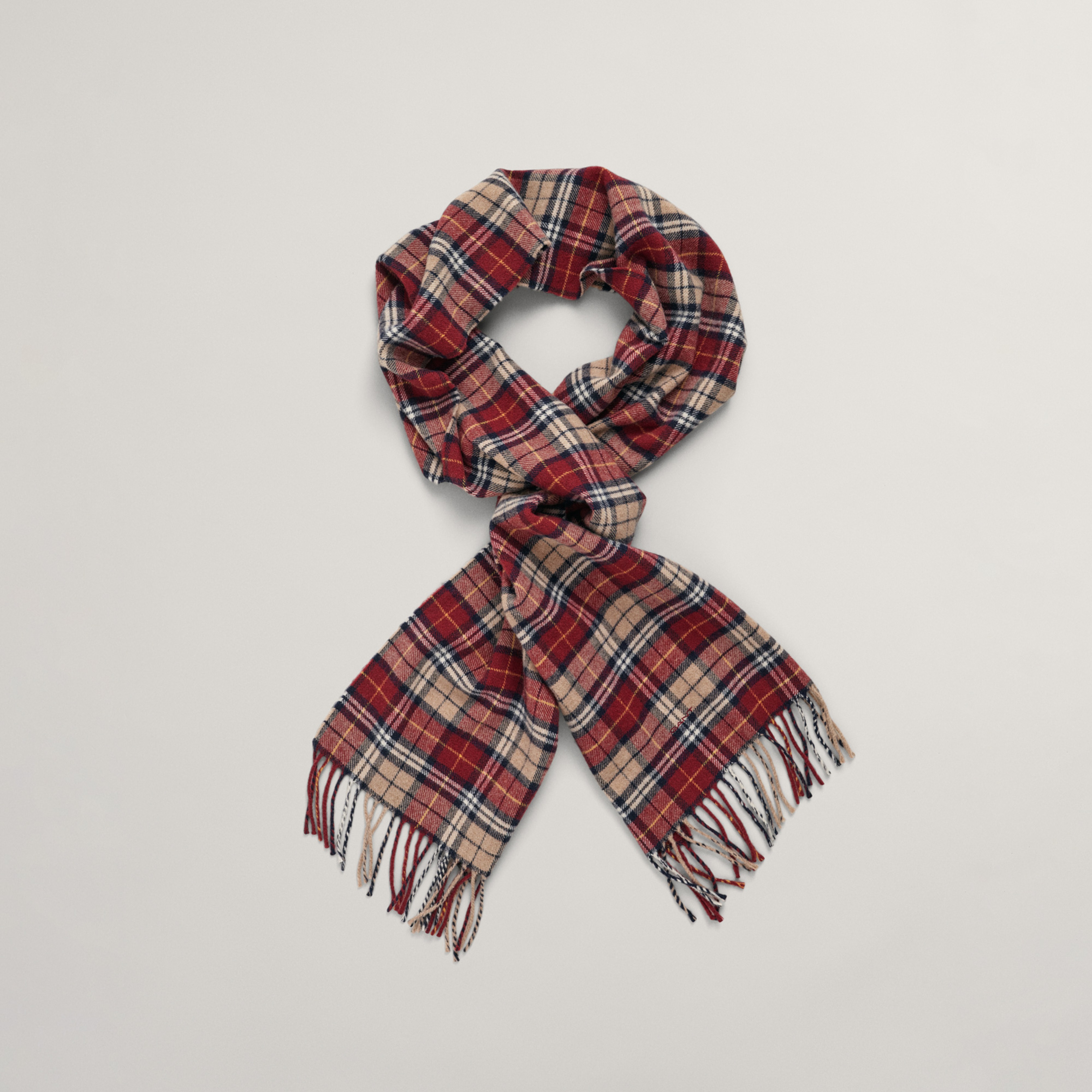 GANT Unisex Bordo Kareli Yün Atkı