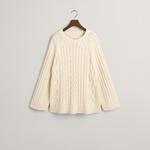 GANT Kadın Krem Oversize Fit Bisiklet Yaka Desenli Kazak