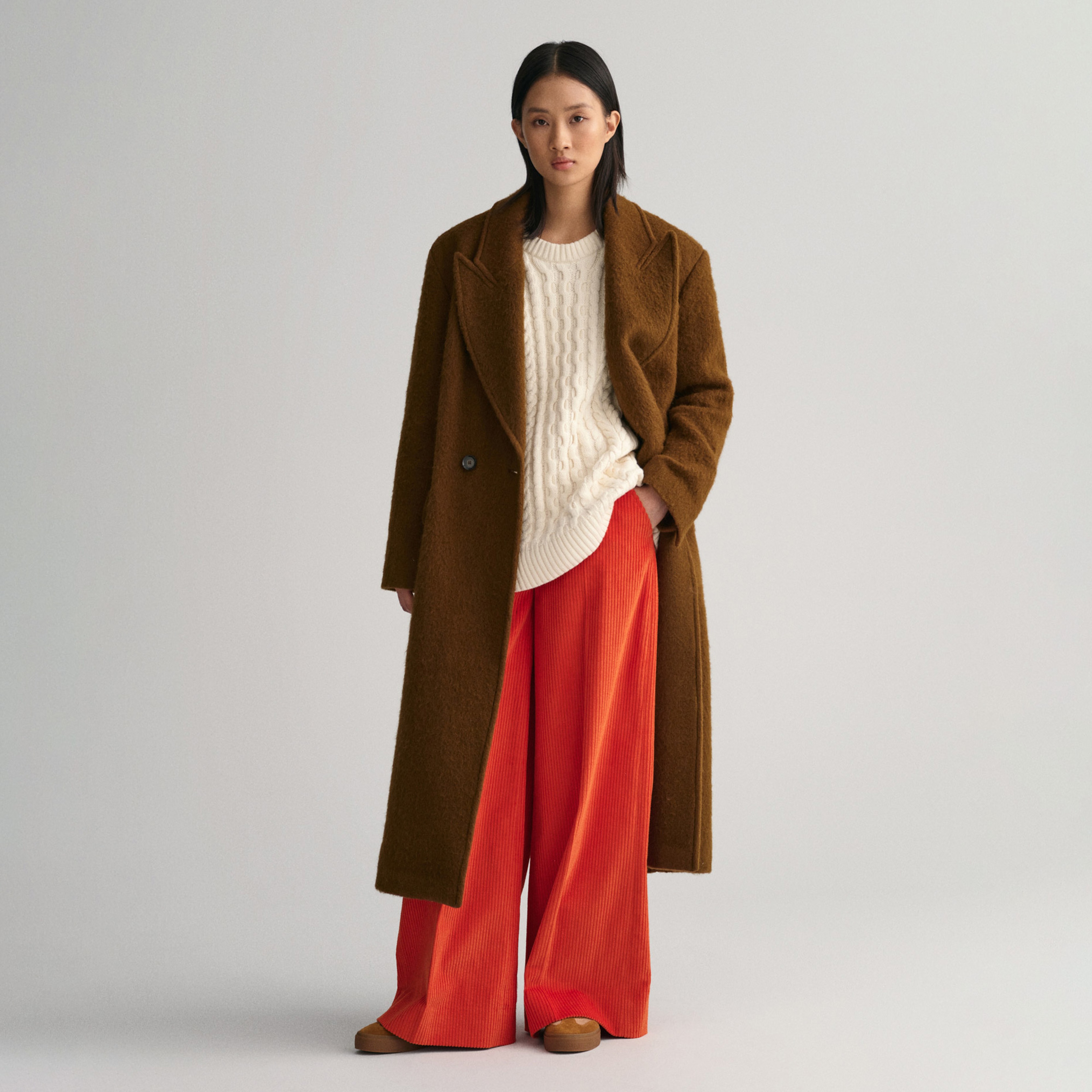 GANT Kadın Krem Oversize Fit Bisiklet Yaka Desenli Kazak