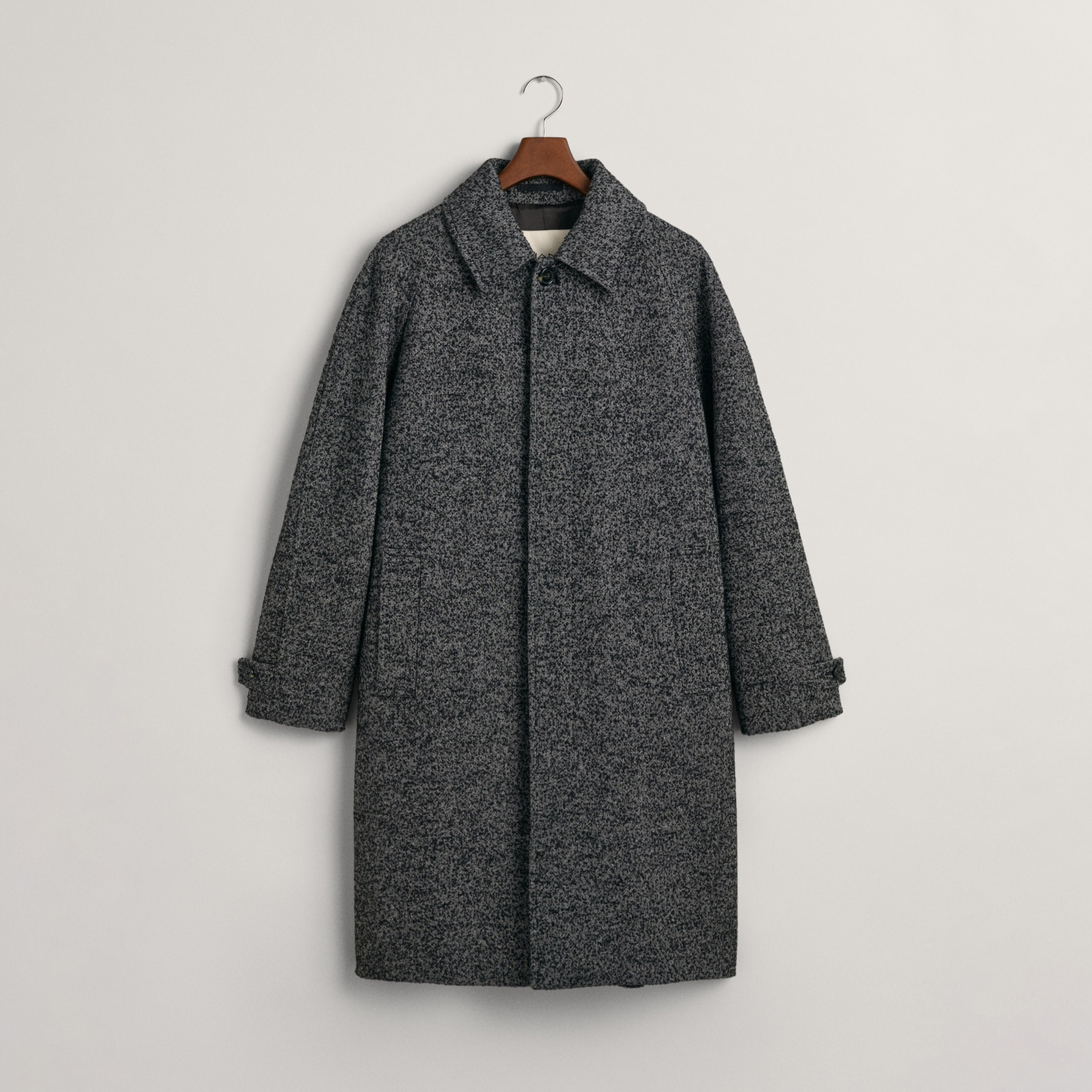 GANT Erkek Siyah Oversize Fit Klasik Yaka Kaban