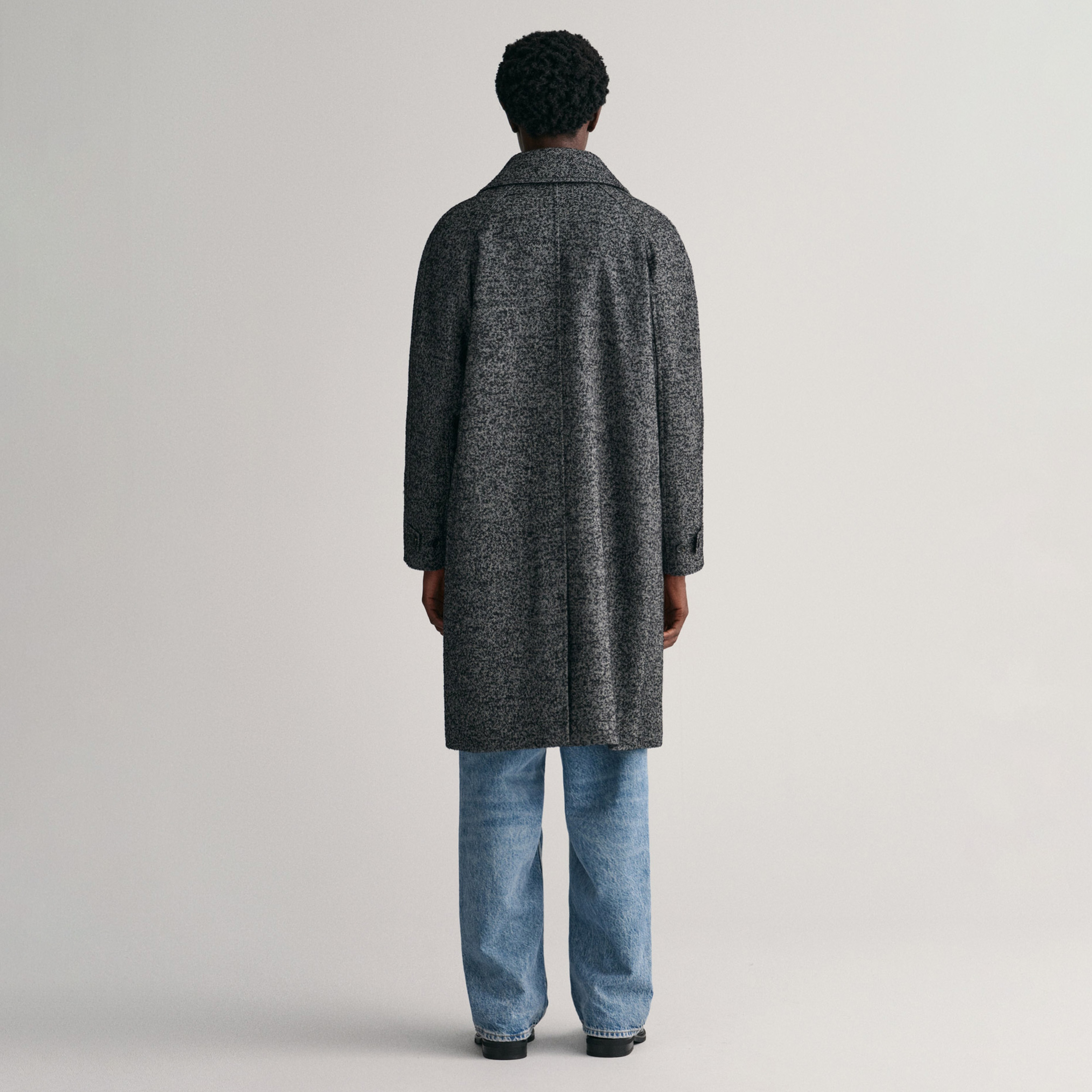 GANT Erkek Siyah Oversize Fit Klasik Yaka Kaban