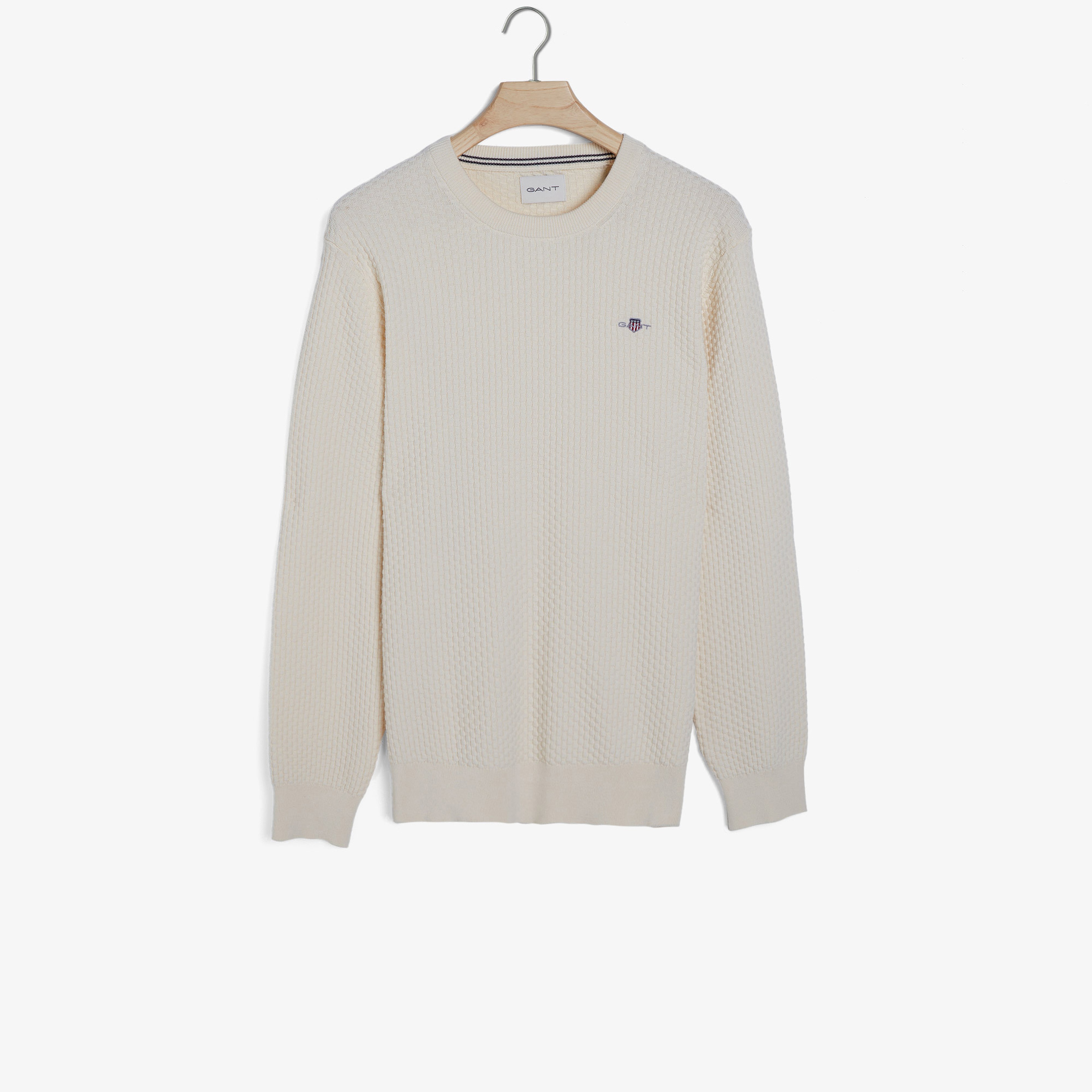 GANT Erkek Krem Regular Fit Bisiklet Yaka Kazak