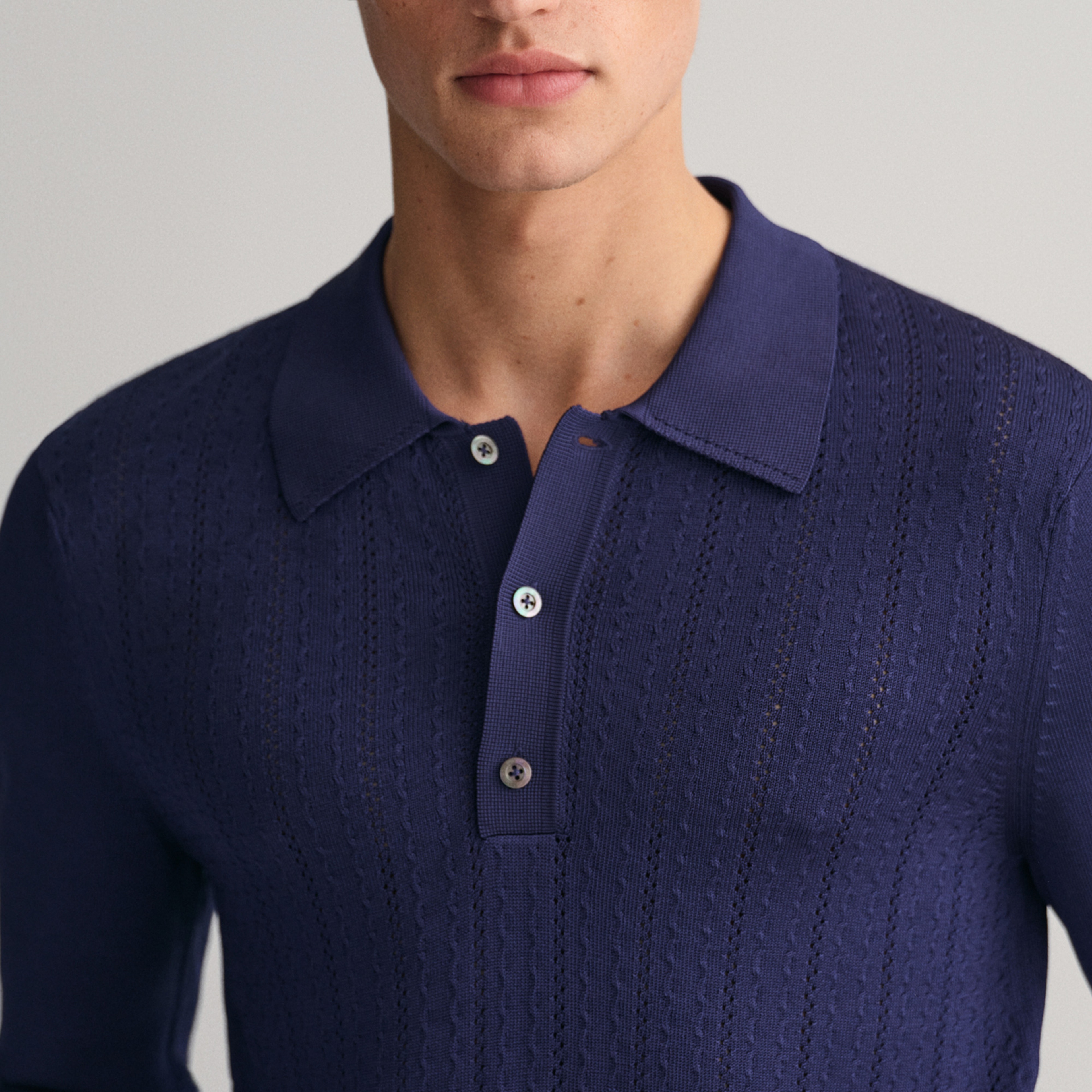 GANT Erkek Lacivert Relaxed Fit Klasik Yaka Kazak