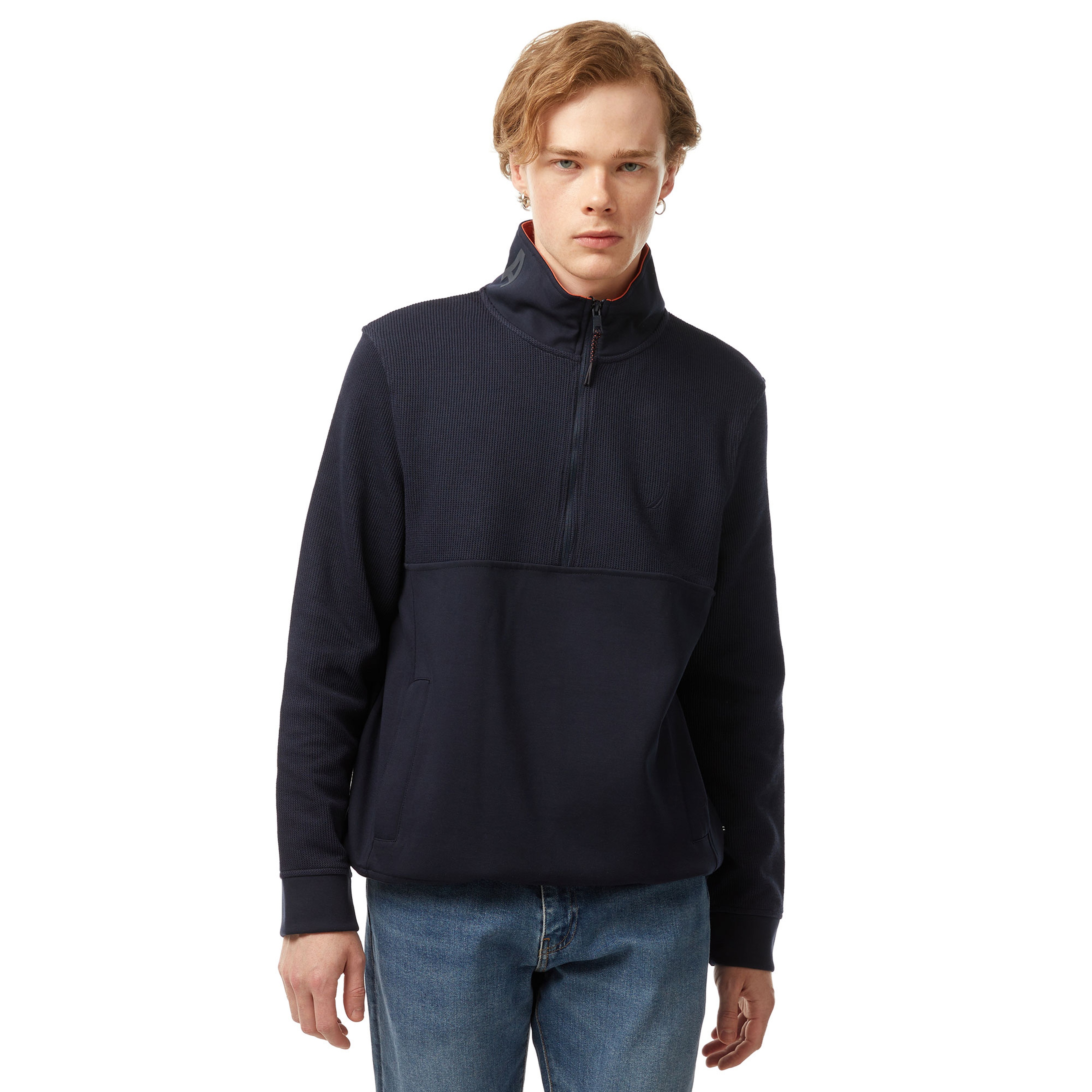 Nautica Erkek Lacivert Standart Fit Dik Yakalı Sweatshirt