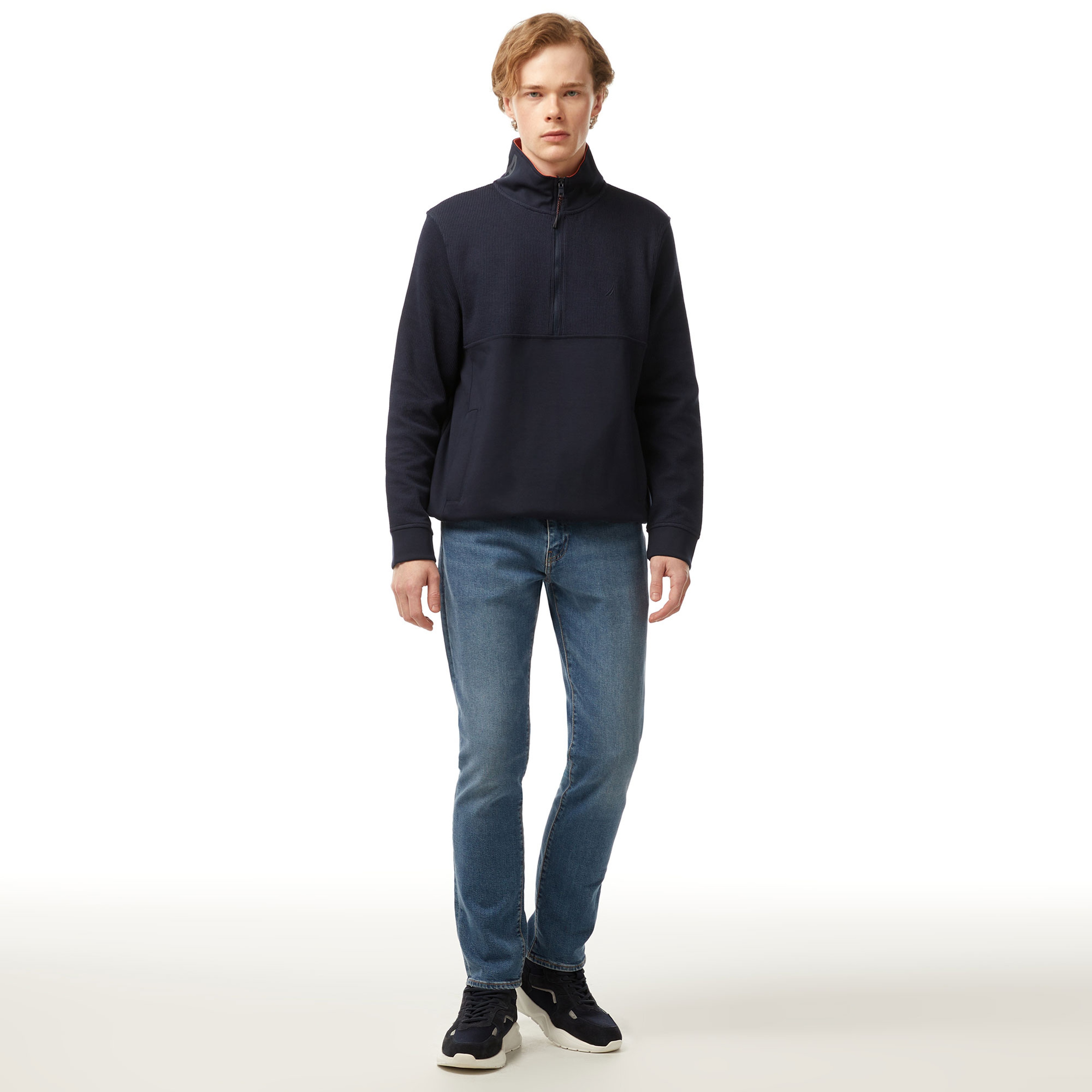 Nautica Erkek Lacivert Standart Fit Dik Yakalı Sweatshirt