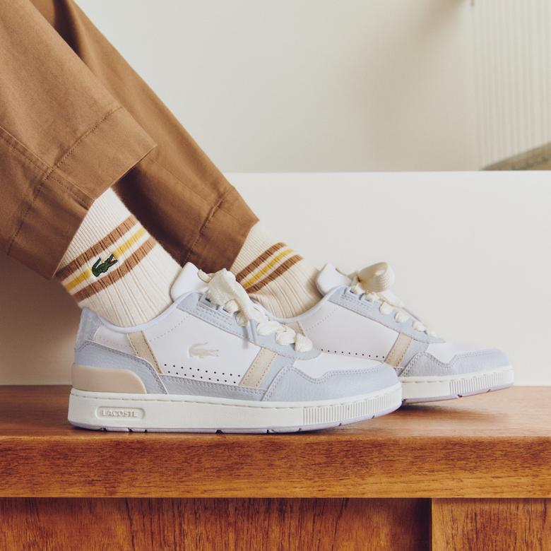 Lacoste T-Clip Monogram Kadın Beyaz Sneaker