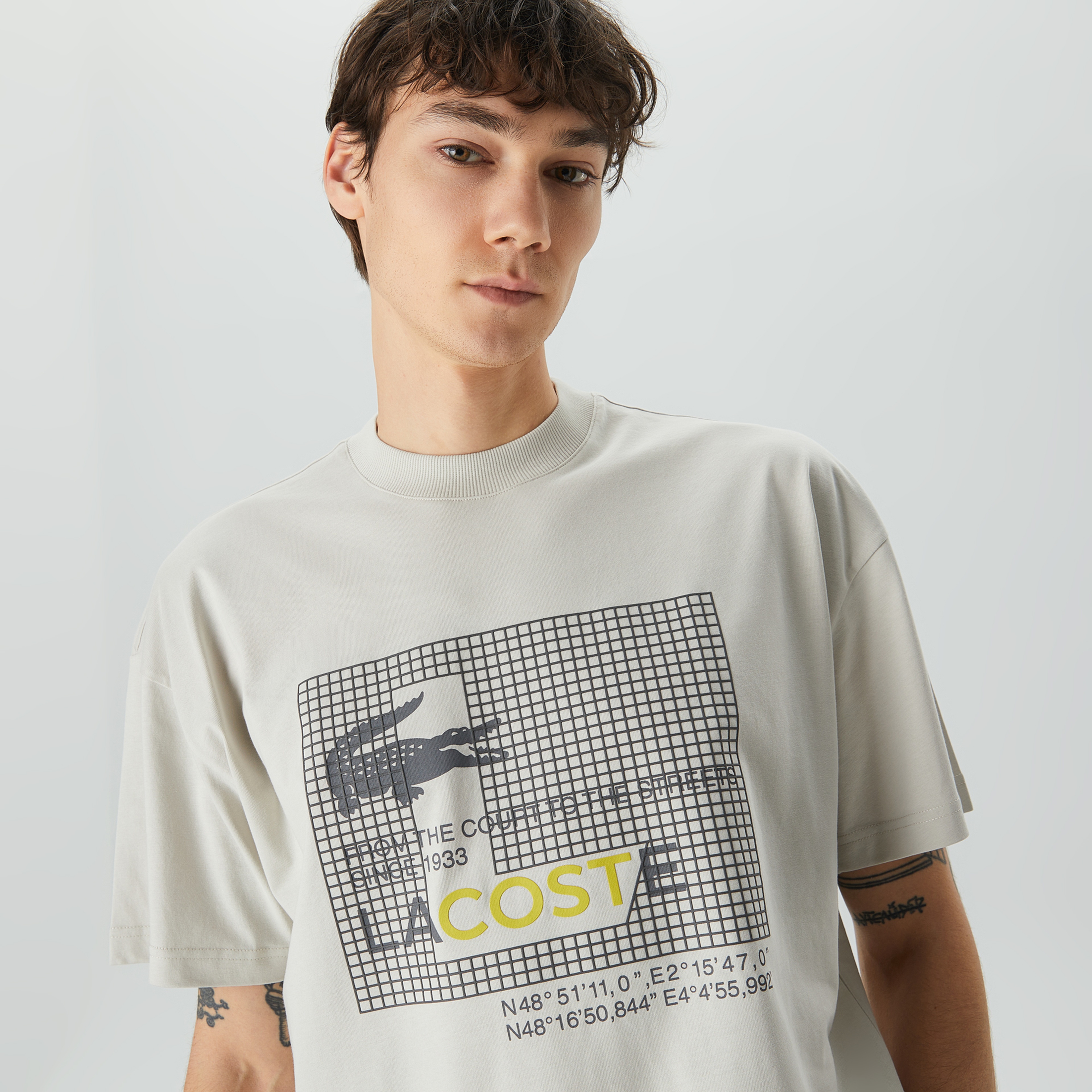 Lacoste House of SuperStep X Lacoste Erkek Gri T-Shirt