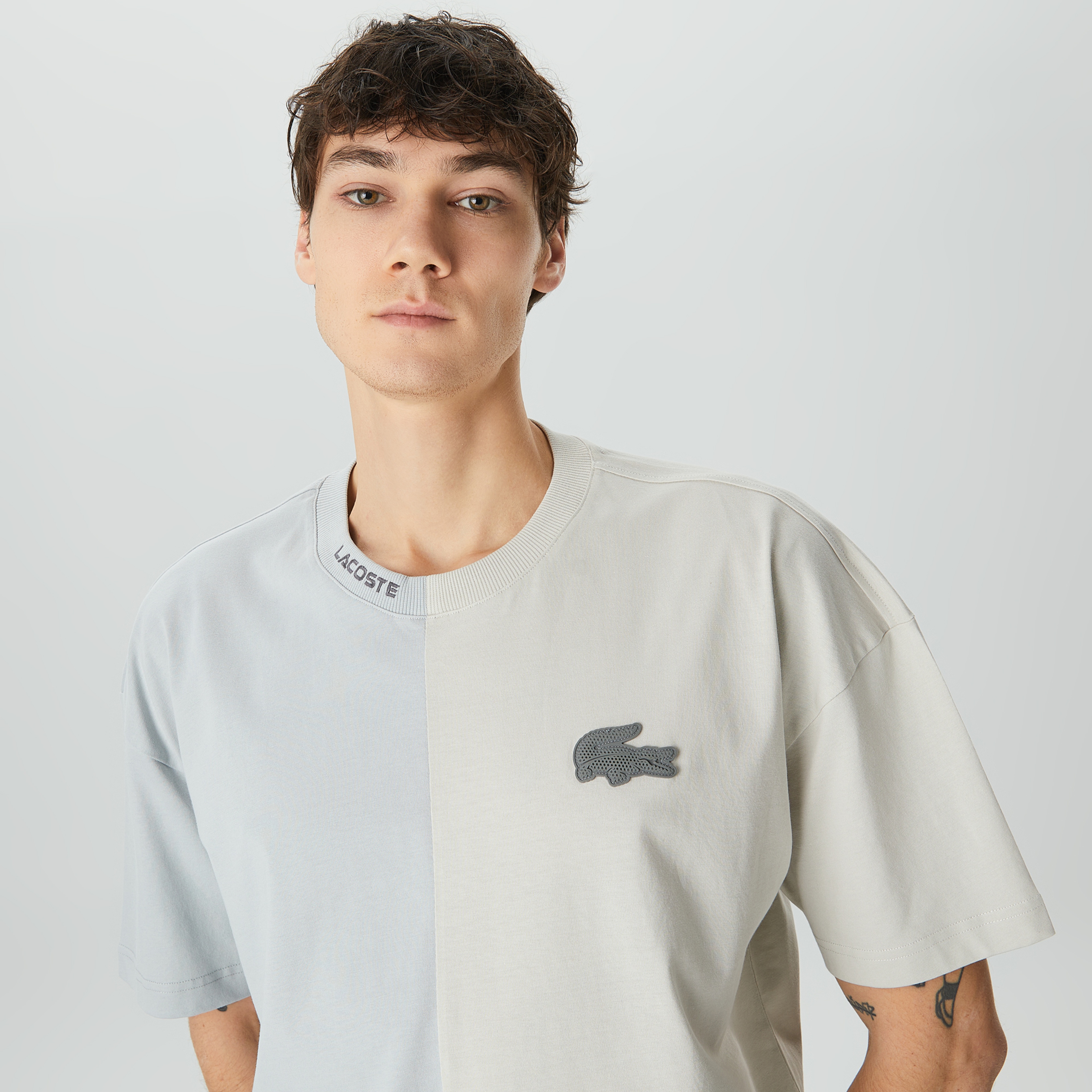 Lacoste House of SuperStep X Lacoste Erkek Gri T-Shirt