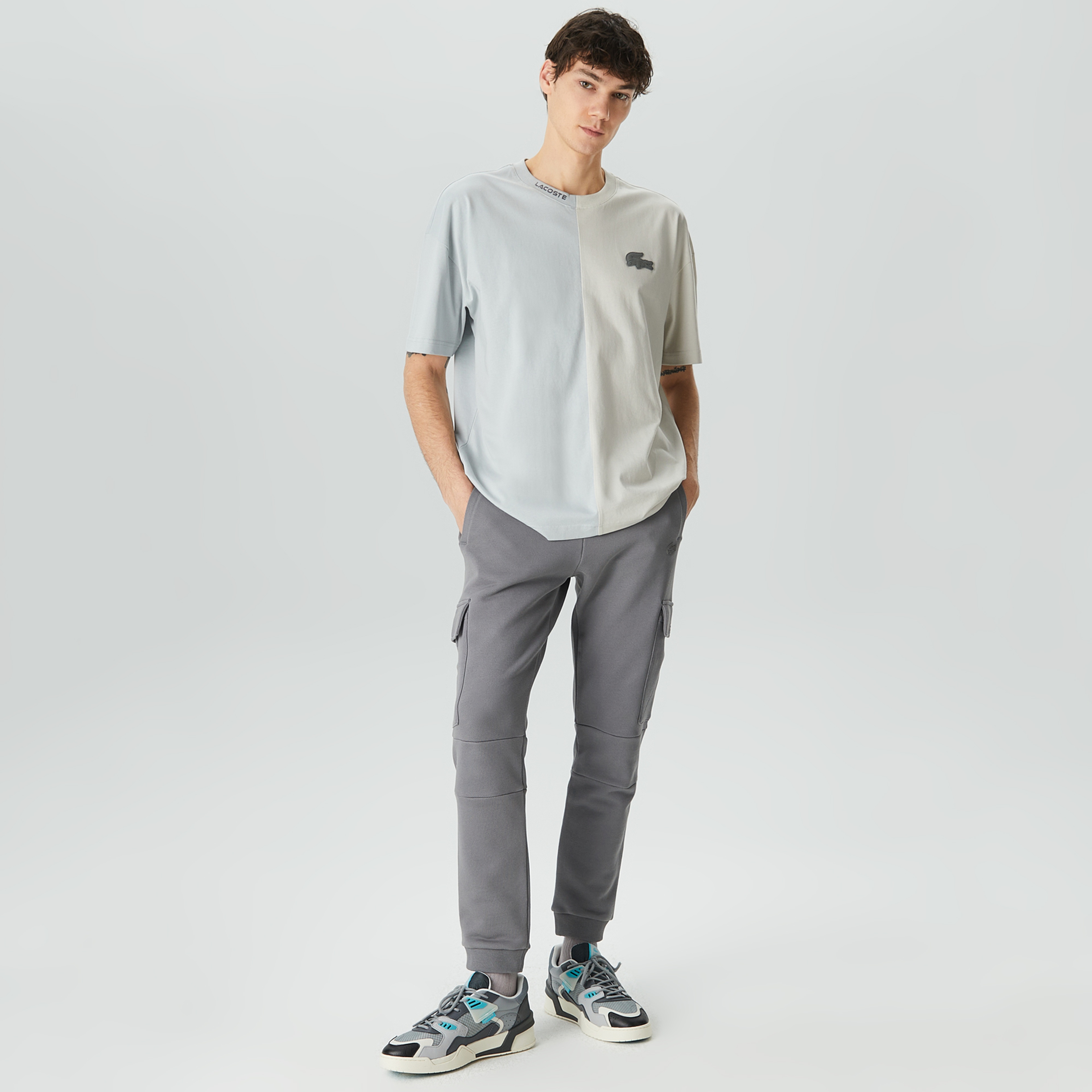 Lacoste House of SuperStep X Lacoste Erkek Gri T-Shirt