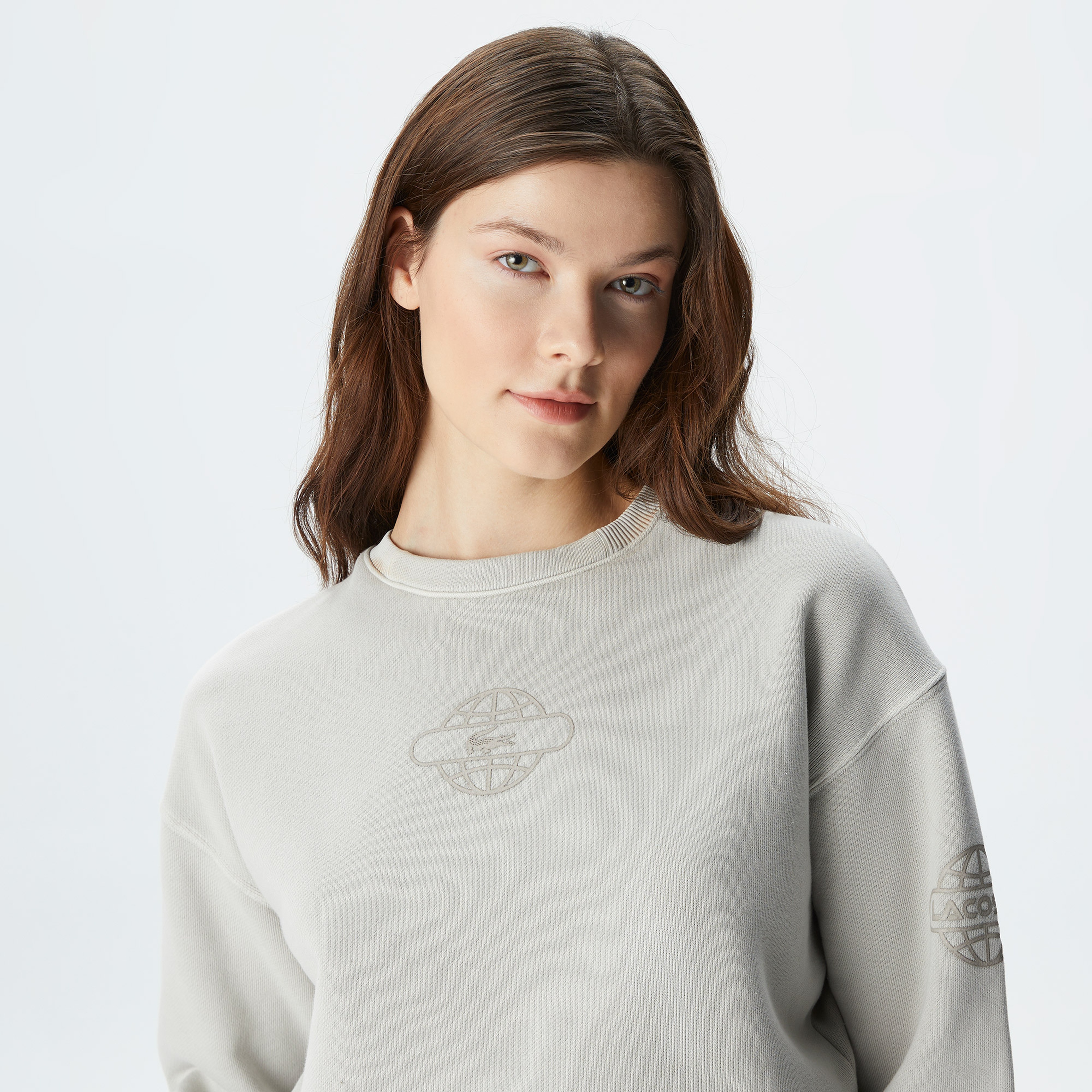 Lacoste House of SuperStep X Lacoste Kadın Krem Sweatshirt