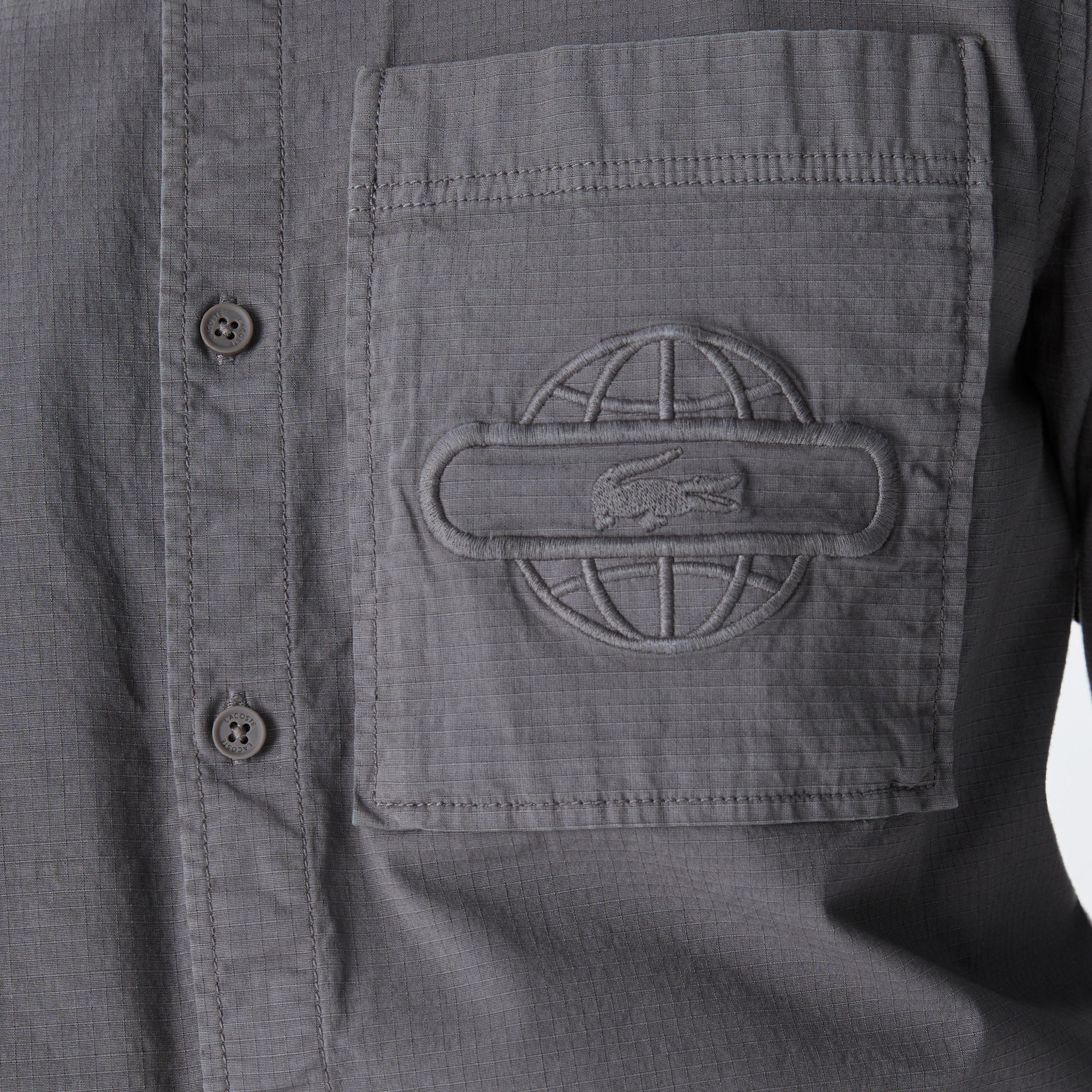 Lacoste X House of SuperStep Erkek Gri Gömlek