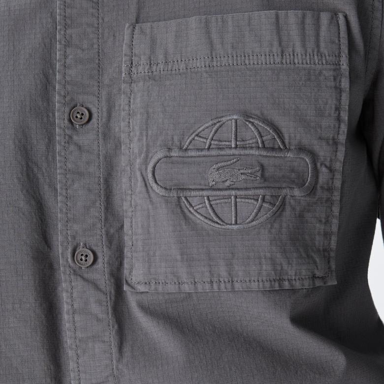 Lacoste X House of SuperStep Erkek Gri Gömlek