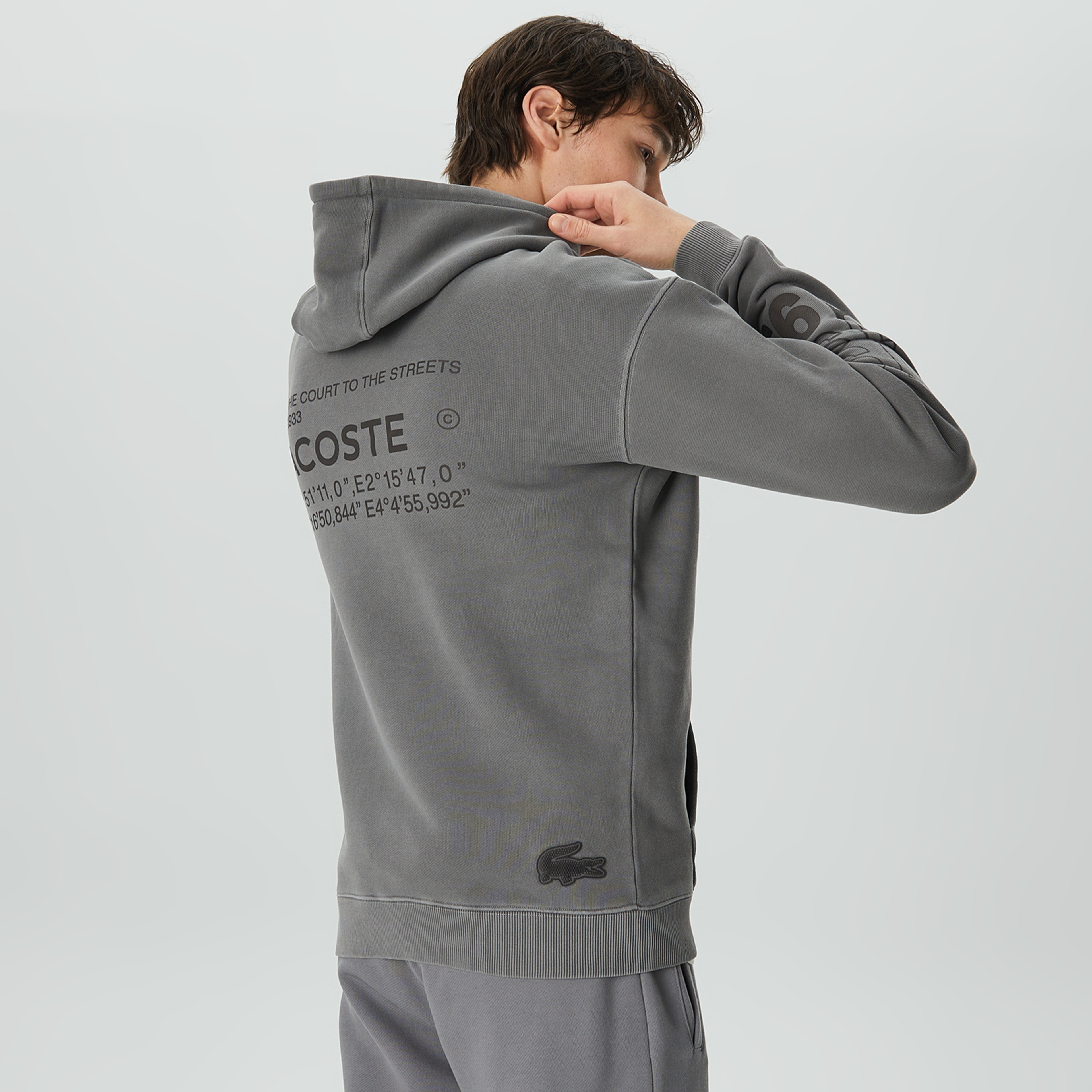 Lacoste House of SuperStep X Lacoste Erkek Gri Hoodie