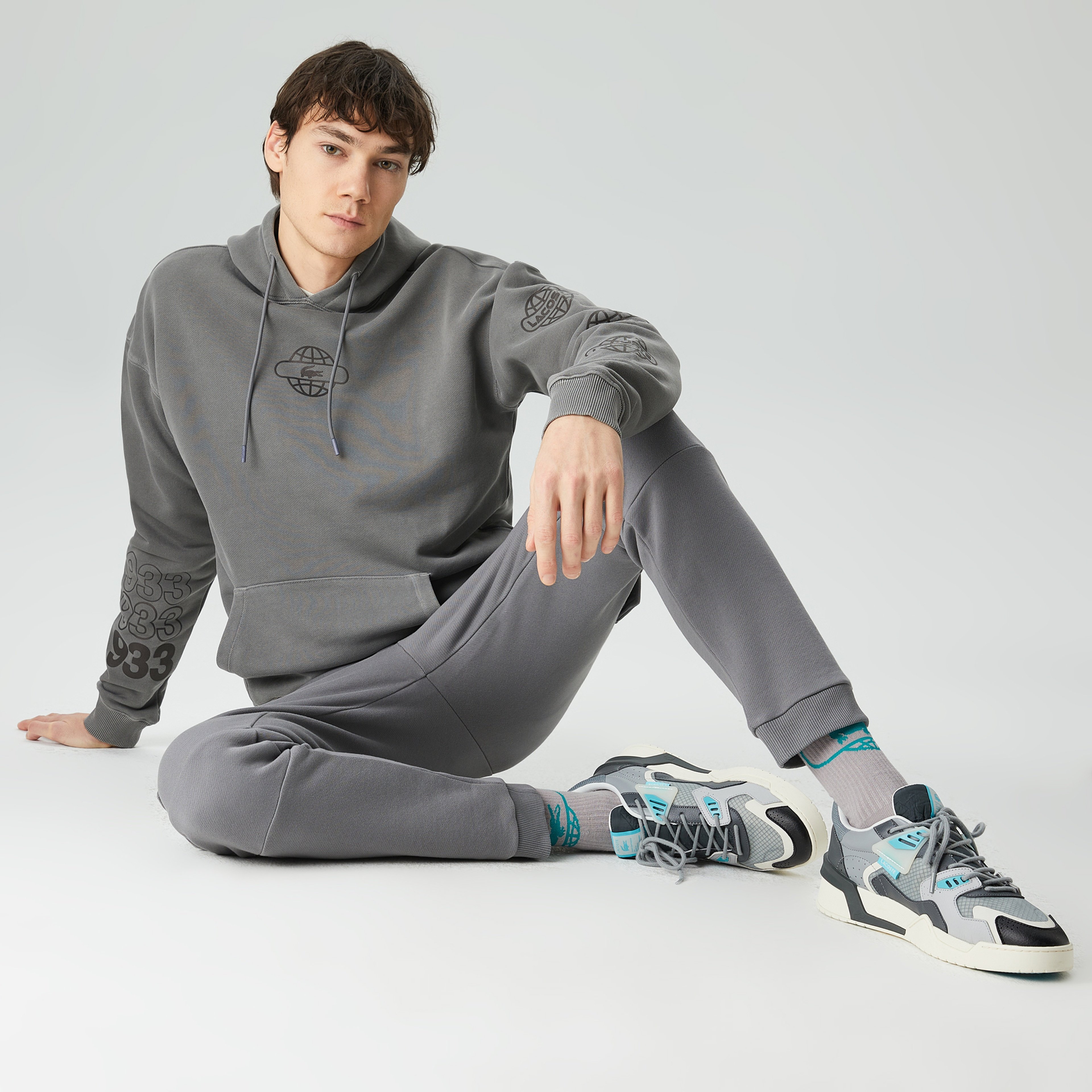 Lacoste House of SuperStep X Lacoste Erkek Gri Hoodie