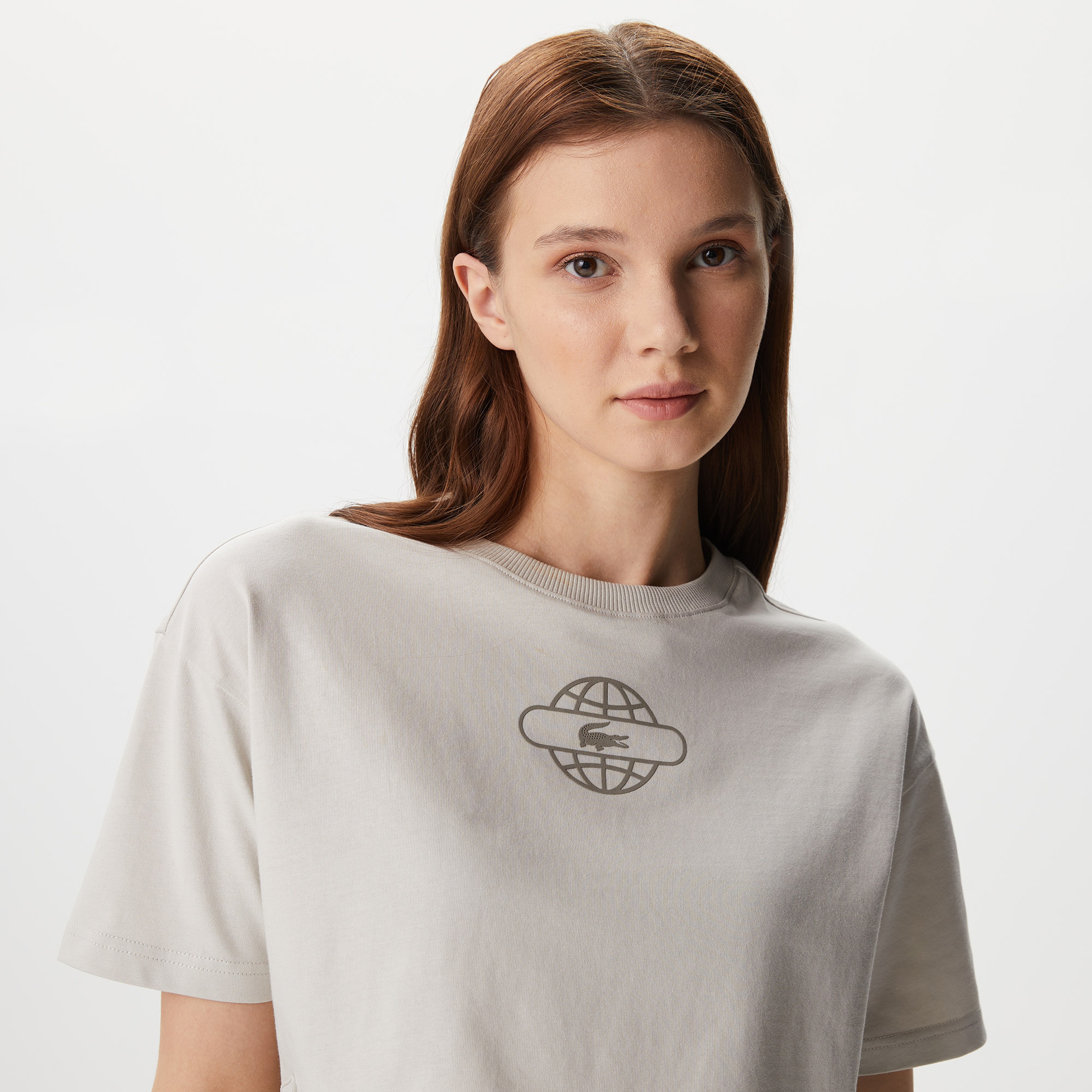 Lacoste House of SuperStep X Lacoste Kadın Gri T-Shirt
