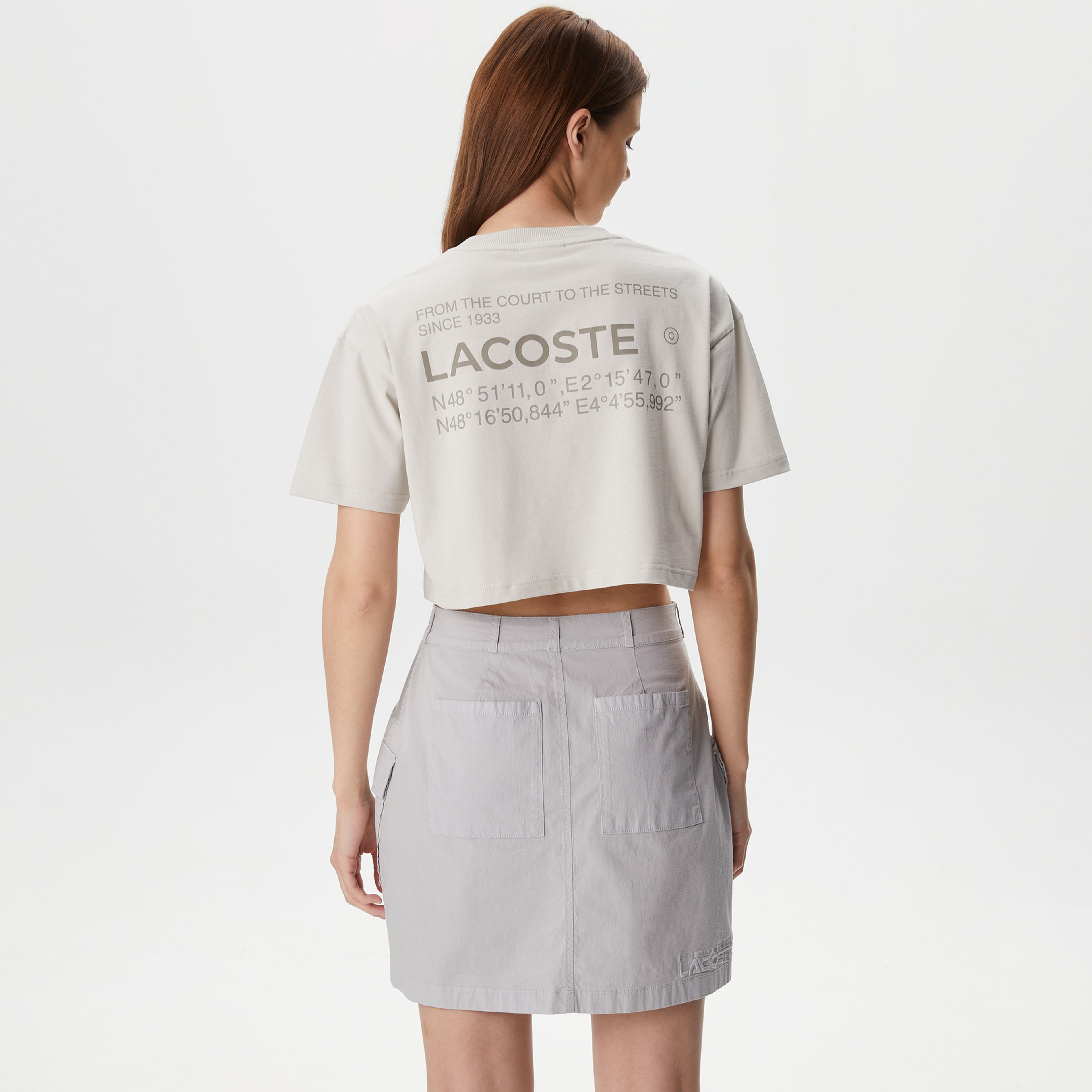 Lacoste House of SuperStep X Lacoste Kadın Gri T-Shirt