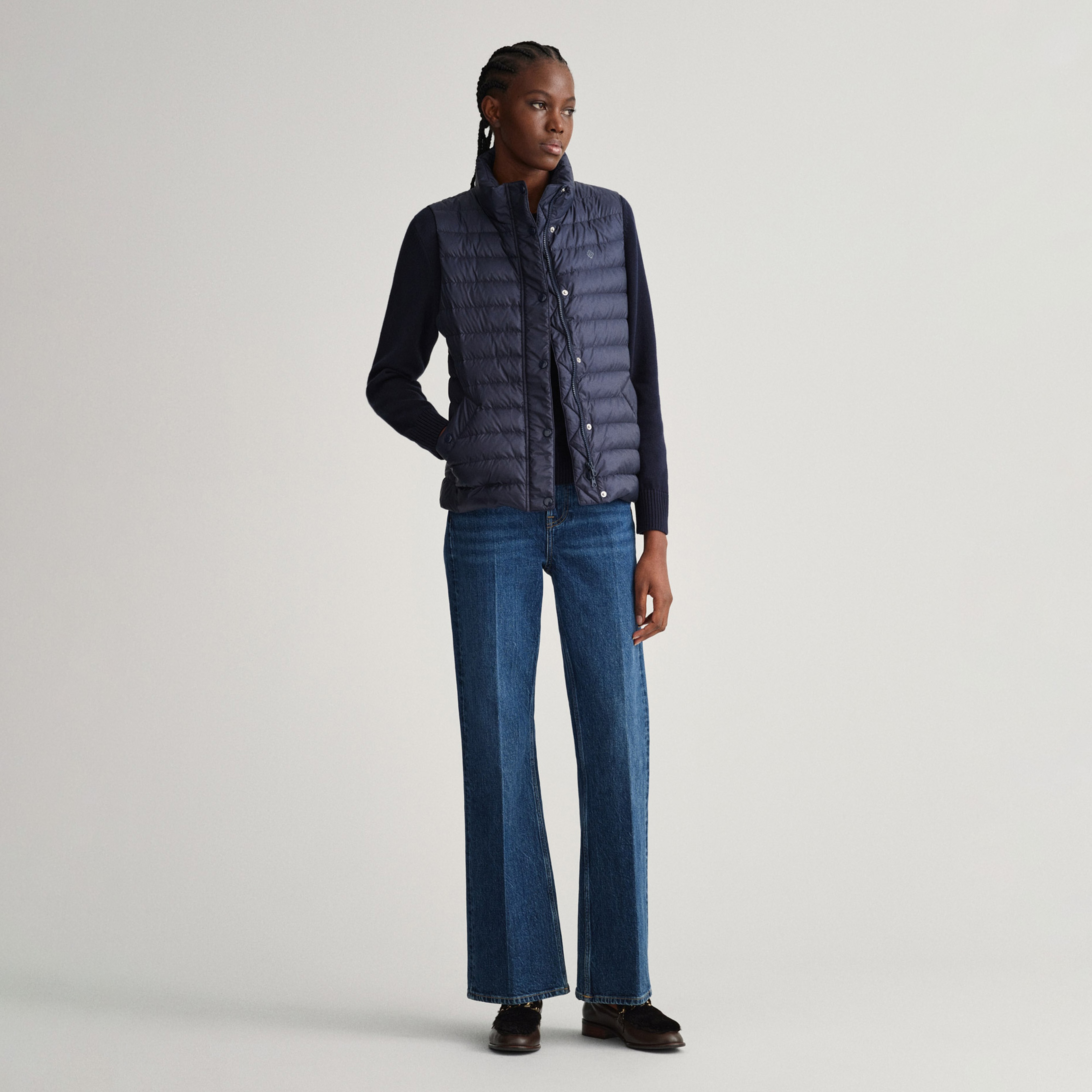 Gant Kadın Lacivert Slim Fit Fermuarlı Yelek