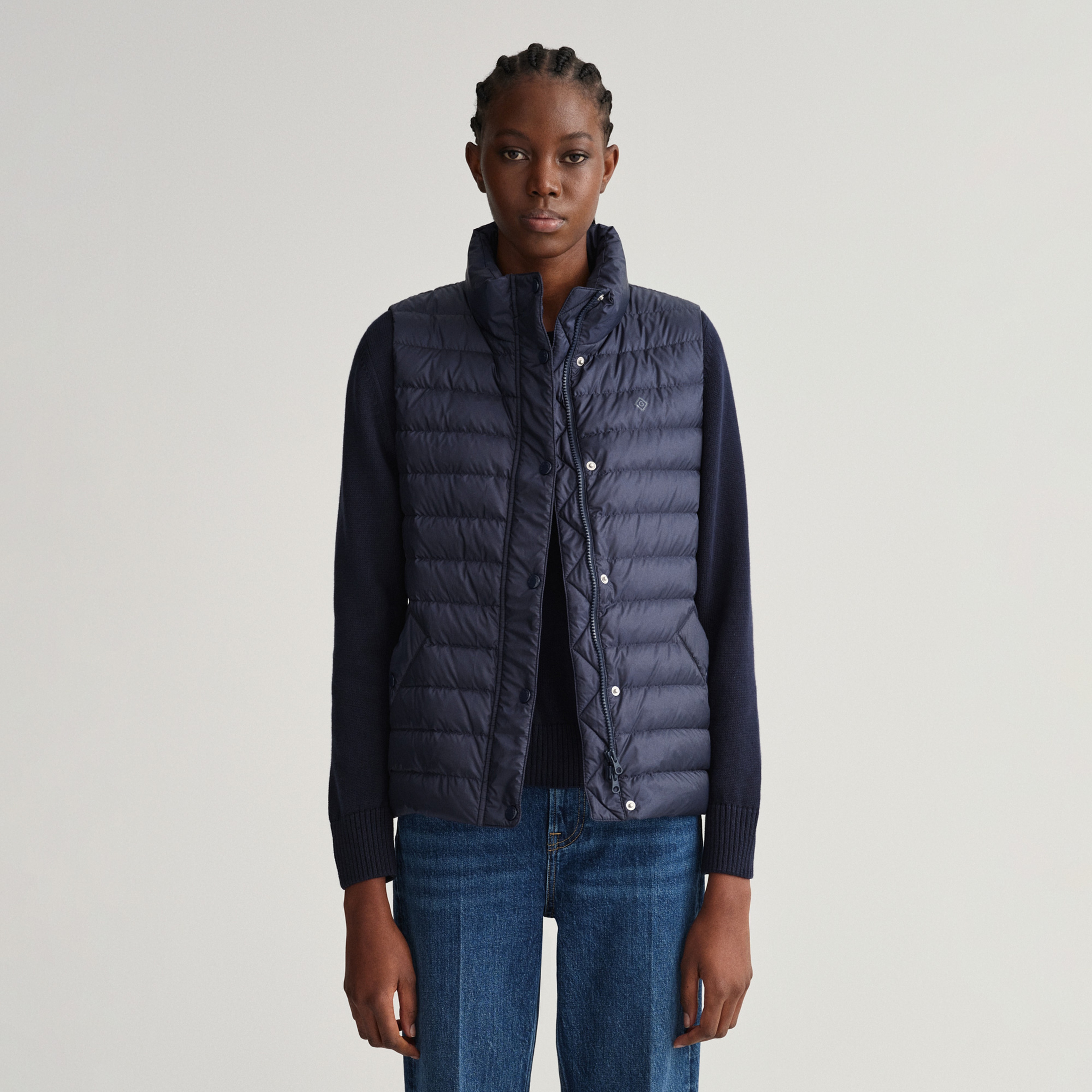 Gant Kadın Lacivert Slim Fit Fermuarlı Yelek