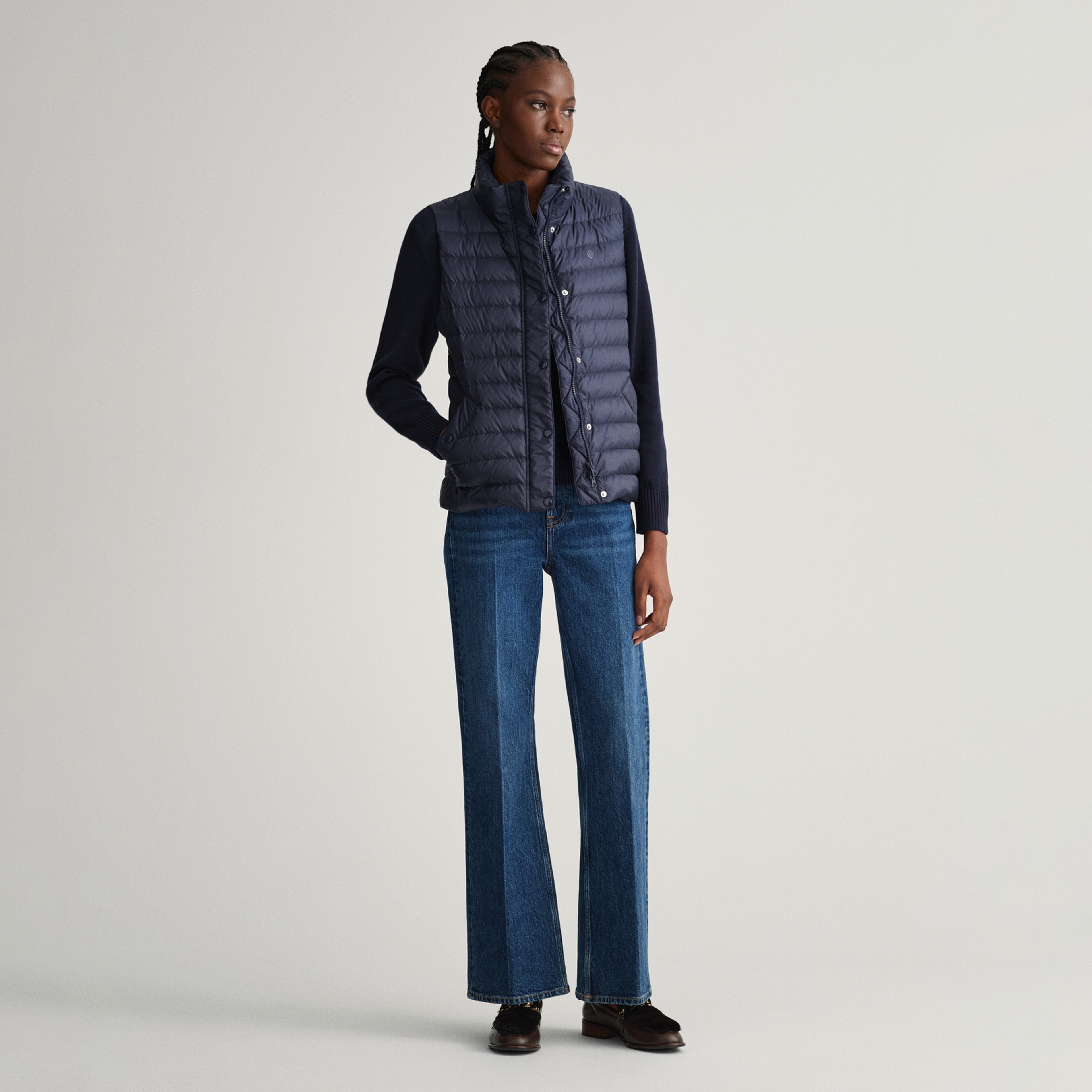 Gant Kadın Lacivert Slim Fit Fermuarlı Yelek